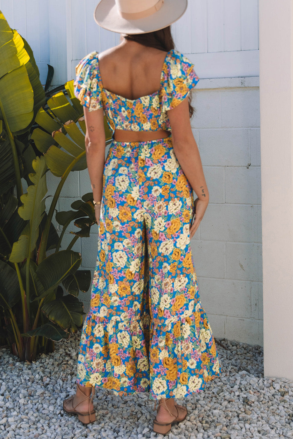 Yellow Floral High Waist Jumpsuit