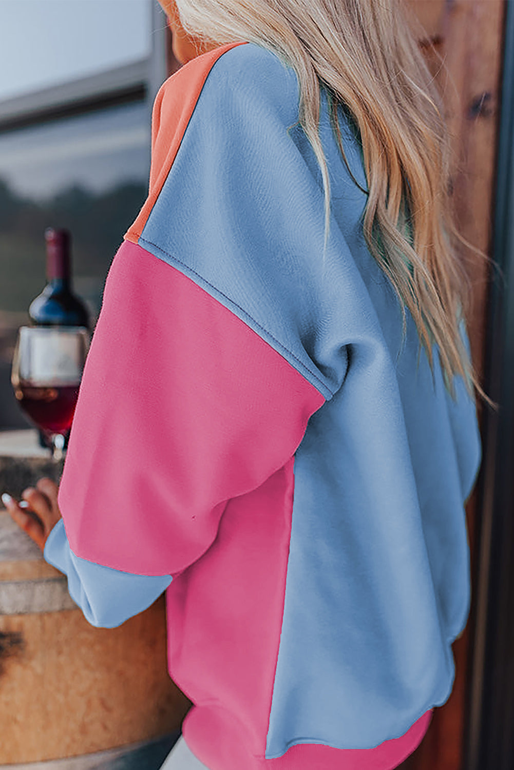 Bright Pink Colorblock Sweatshirt