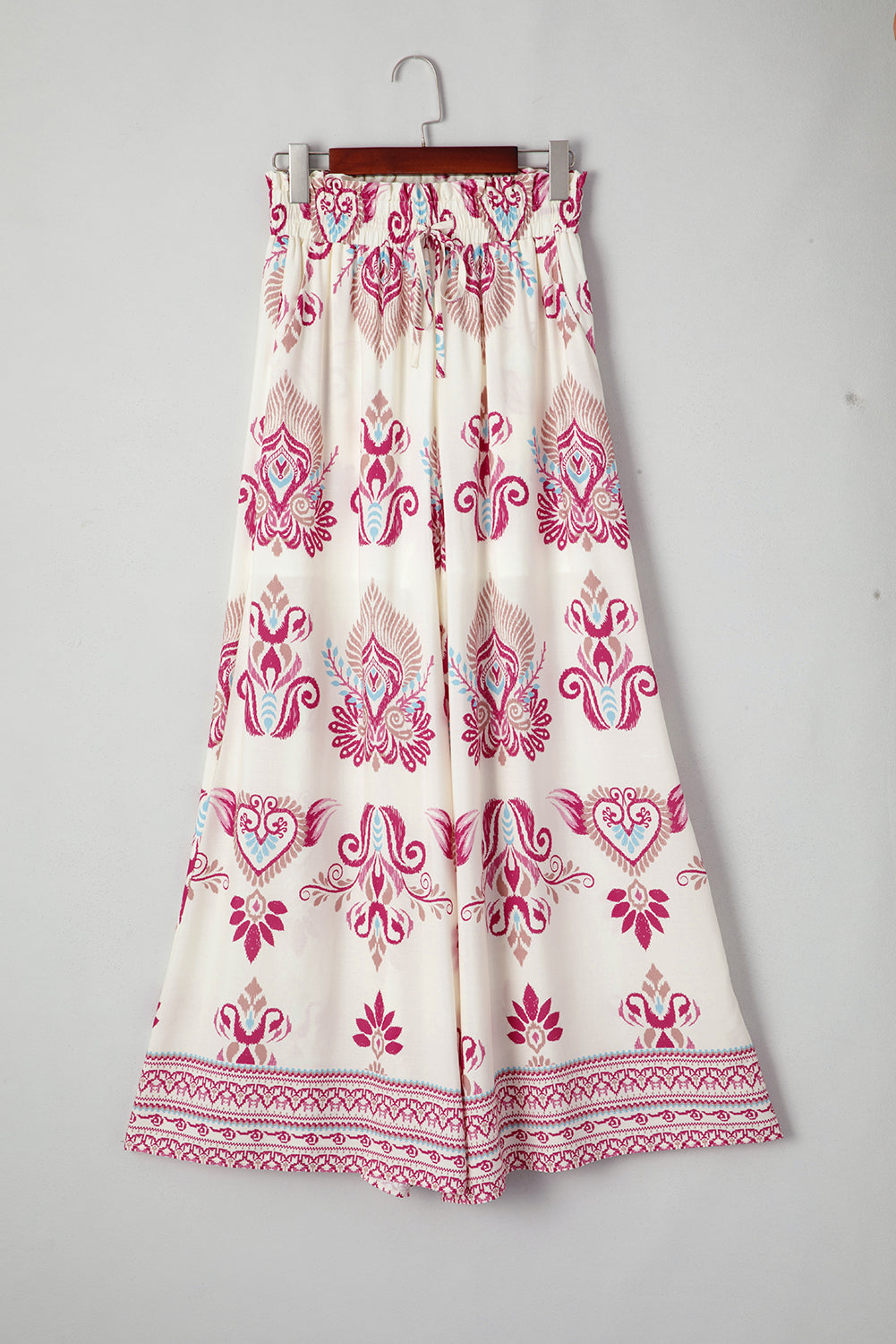 Rose Boho Printed Wide Leg Pants