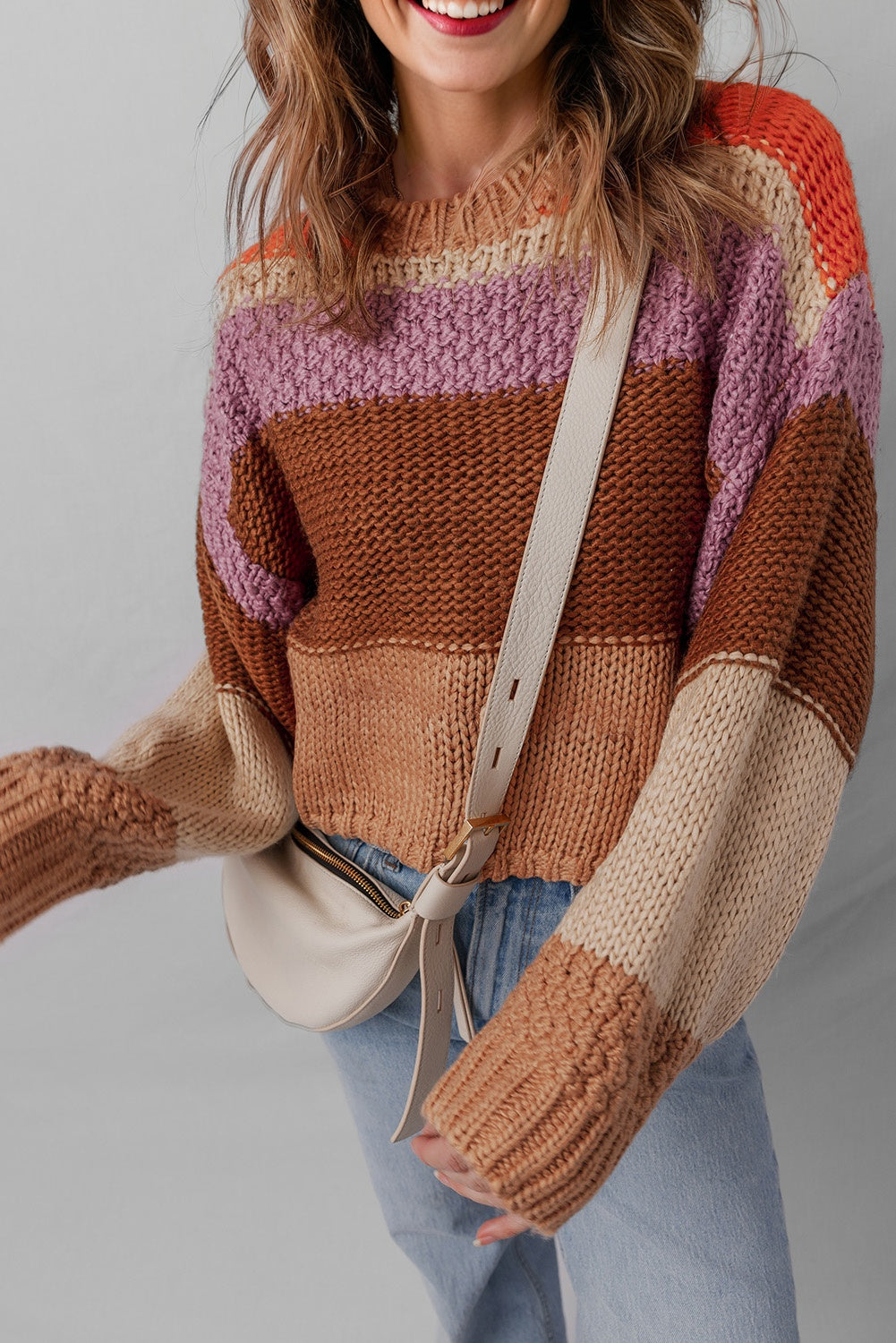 Multicolour Cropped Knitted Sweater