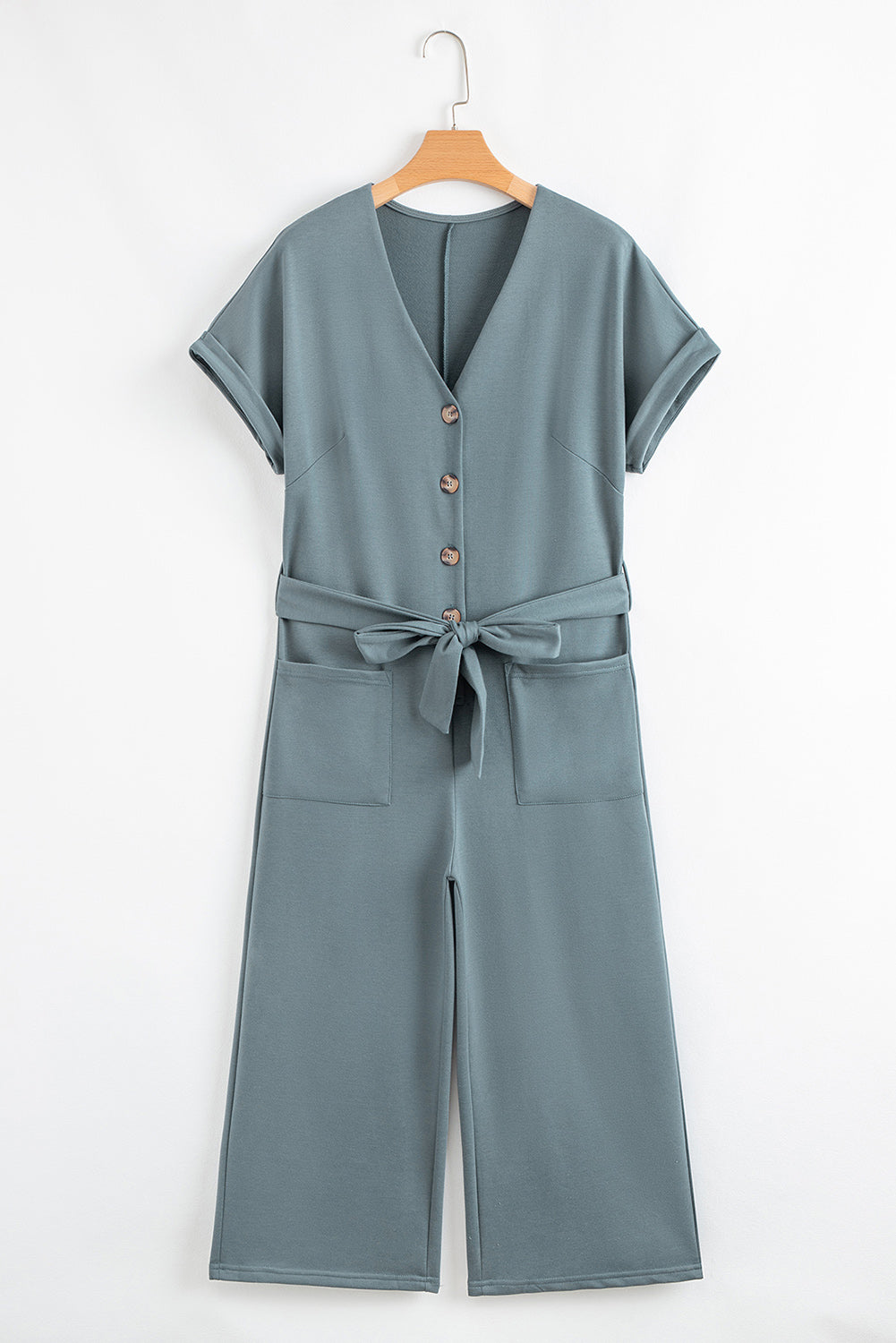 Blue Wide Leg Pocketed Jumpsuit