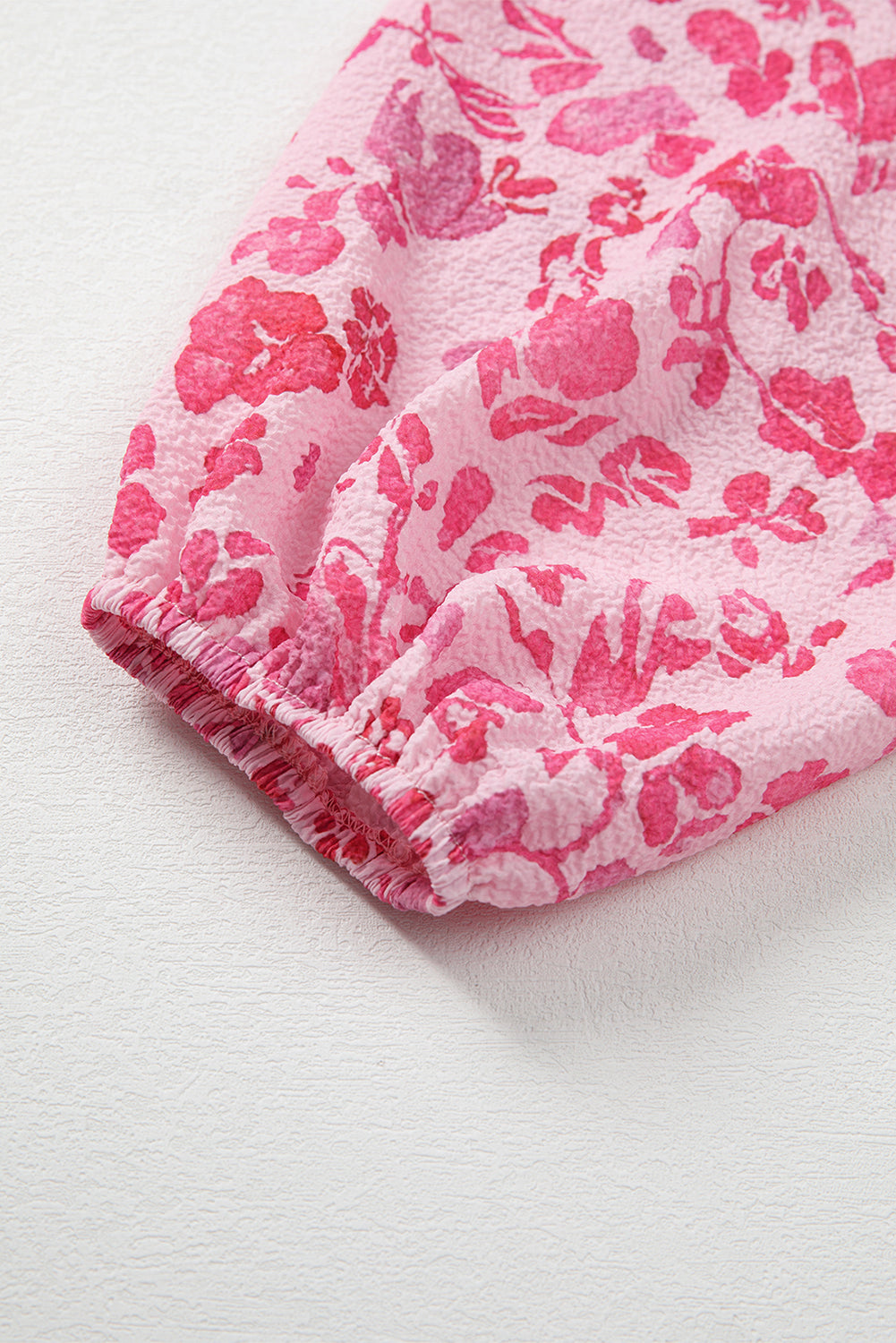 Pink Floral Puff Sleeve Blouse