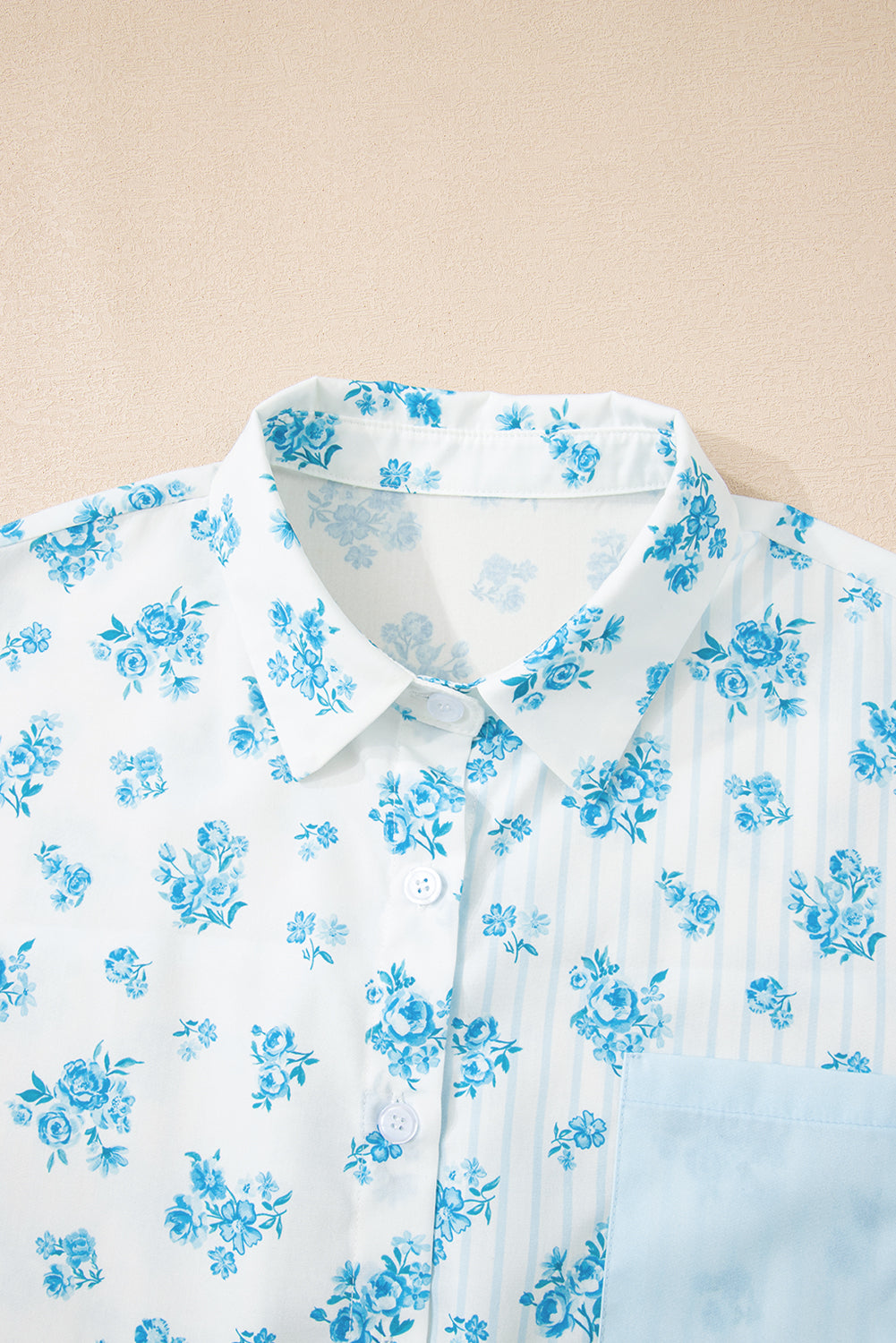 Sky Blue Floral Shirt and Shorts Set