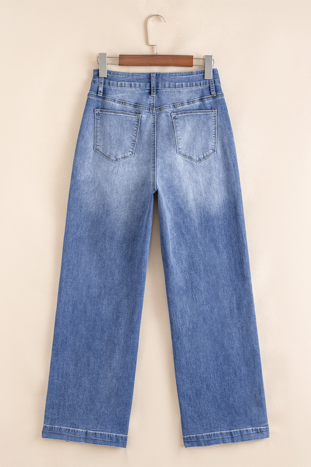 Blue Tailored Straight High Rise Jeans