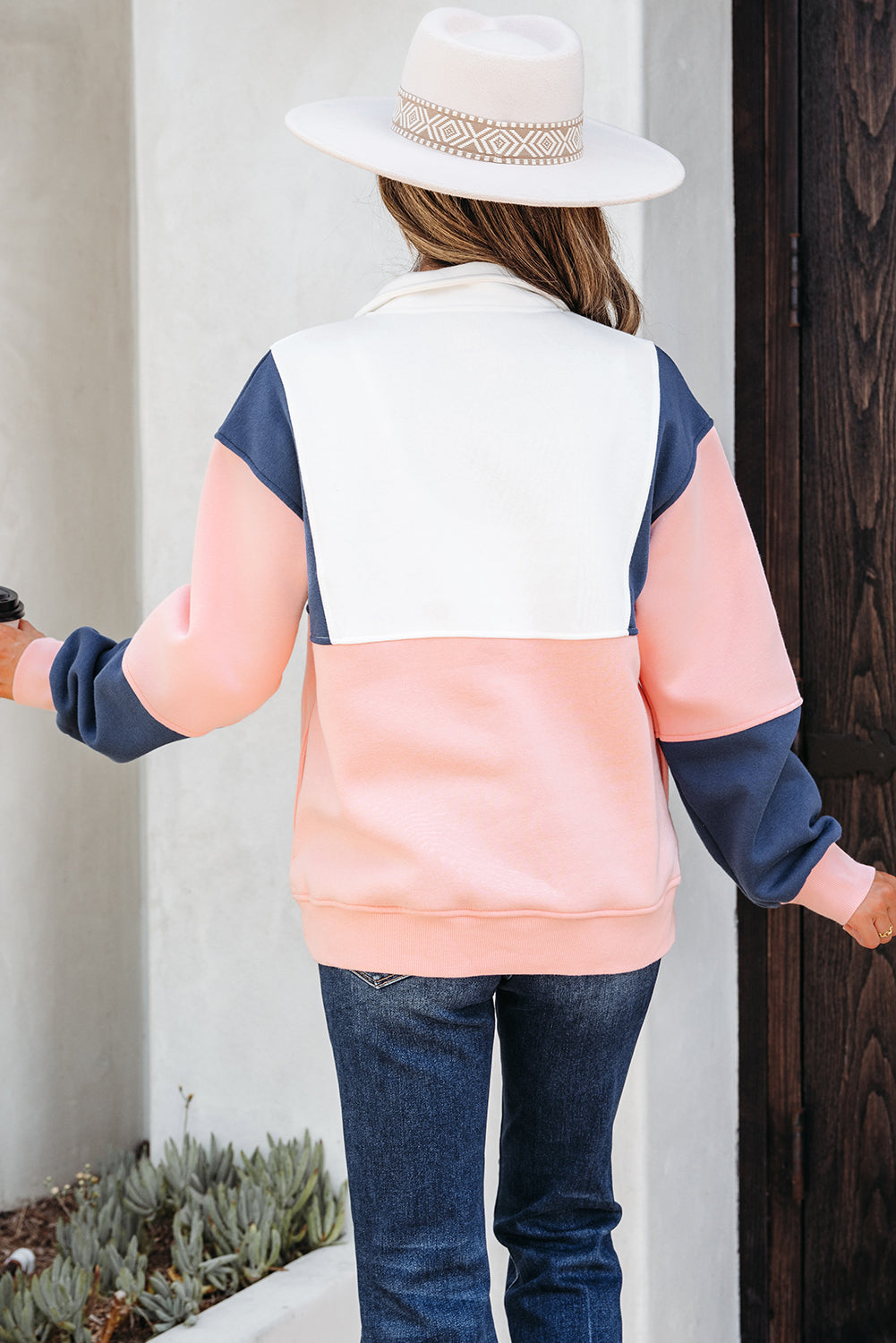 Pink Colorblock Sweatshirt