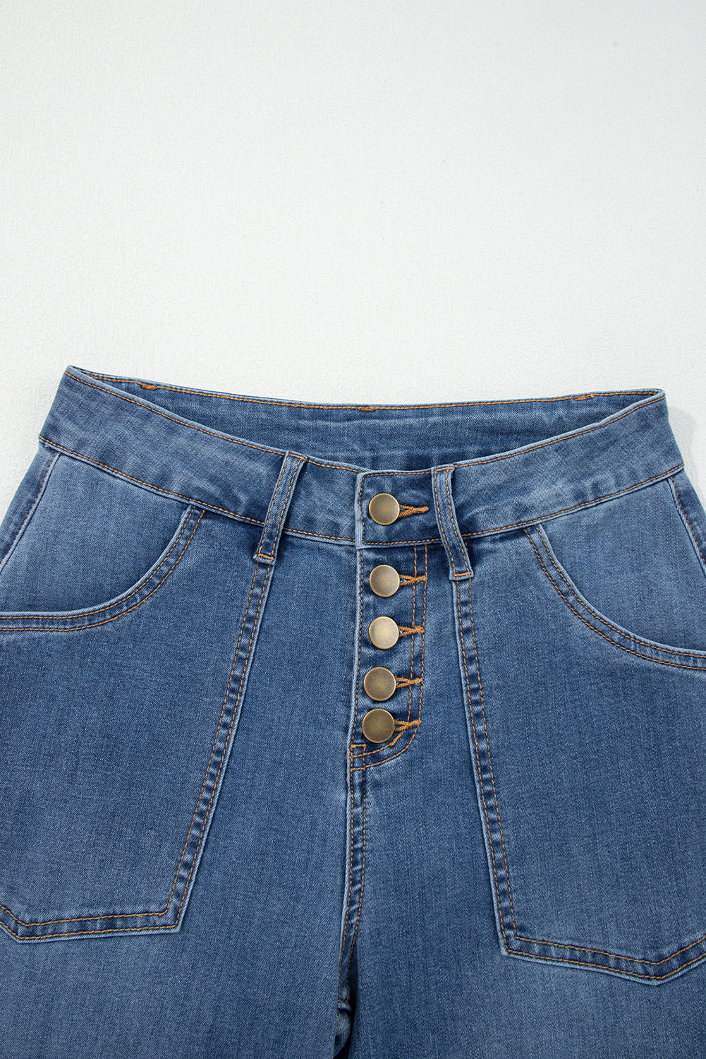 Blue High Waist Wide Leg Jeans