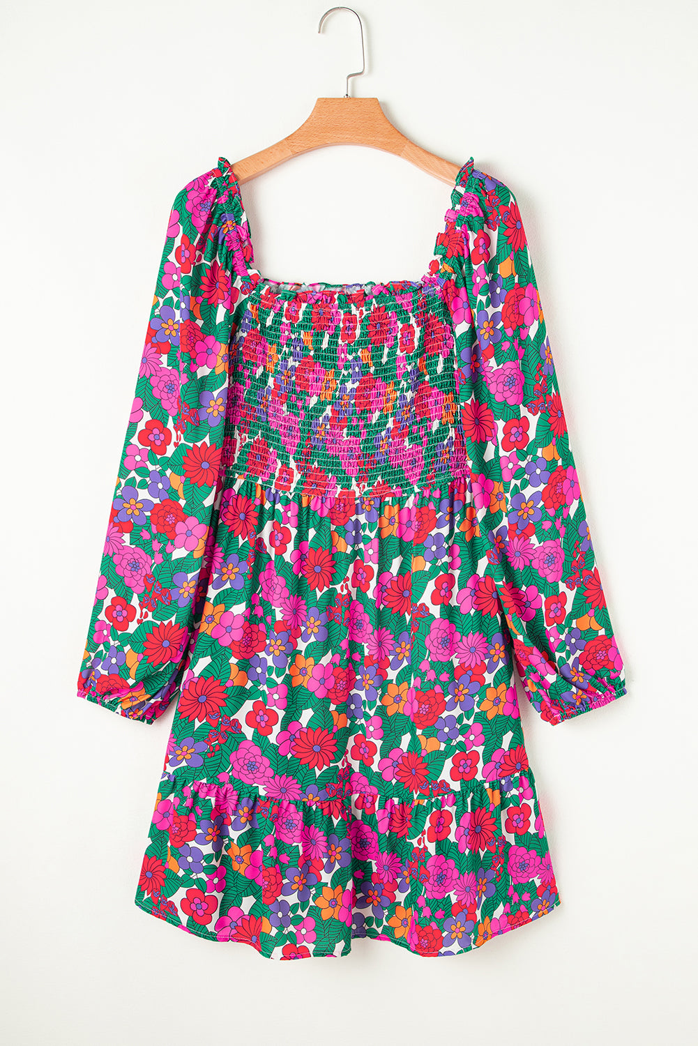 White Floral Long Sleeve Dress