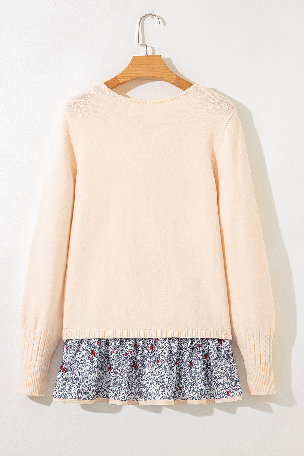 Beige Bohemian Ruffle Sweater