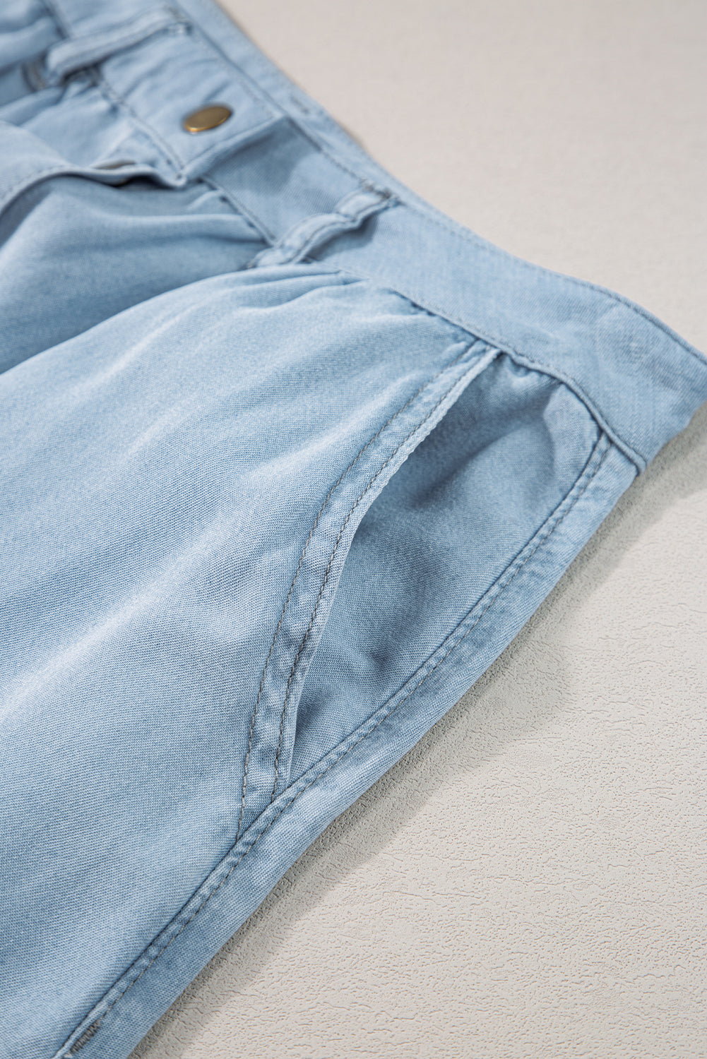 Mist Blue Buttoned Long Denim Skirt