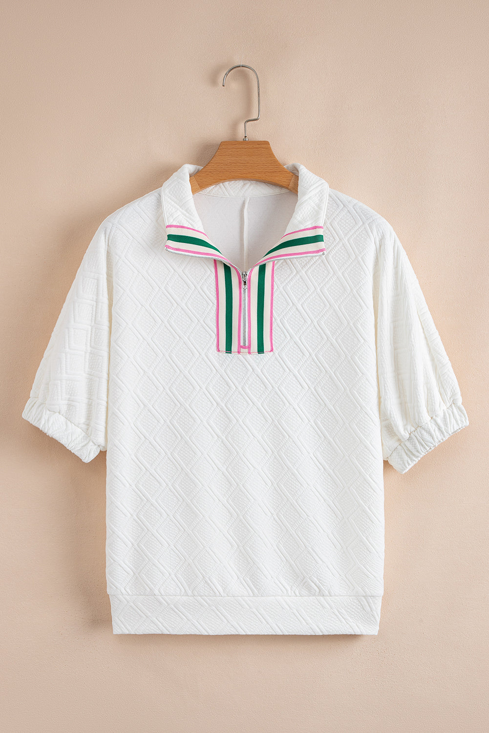 White Striped Collar Blouse