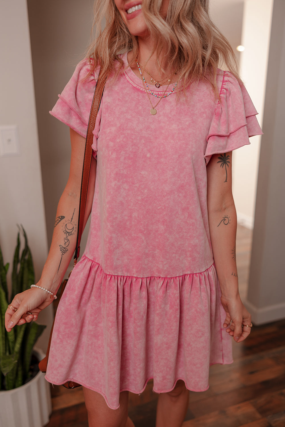 Pink Mineral Wash Mini Dress