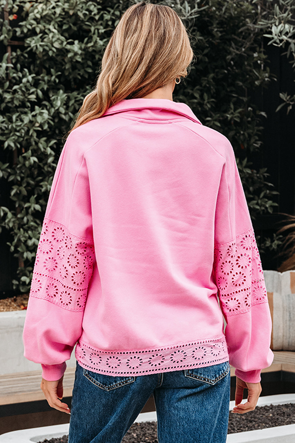Embroidered Flower Pullover Sweatshirt