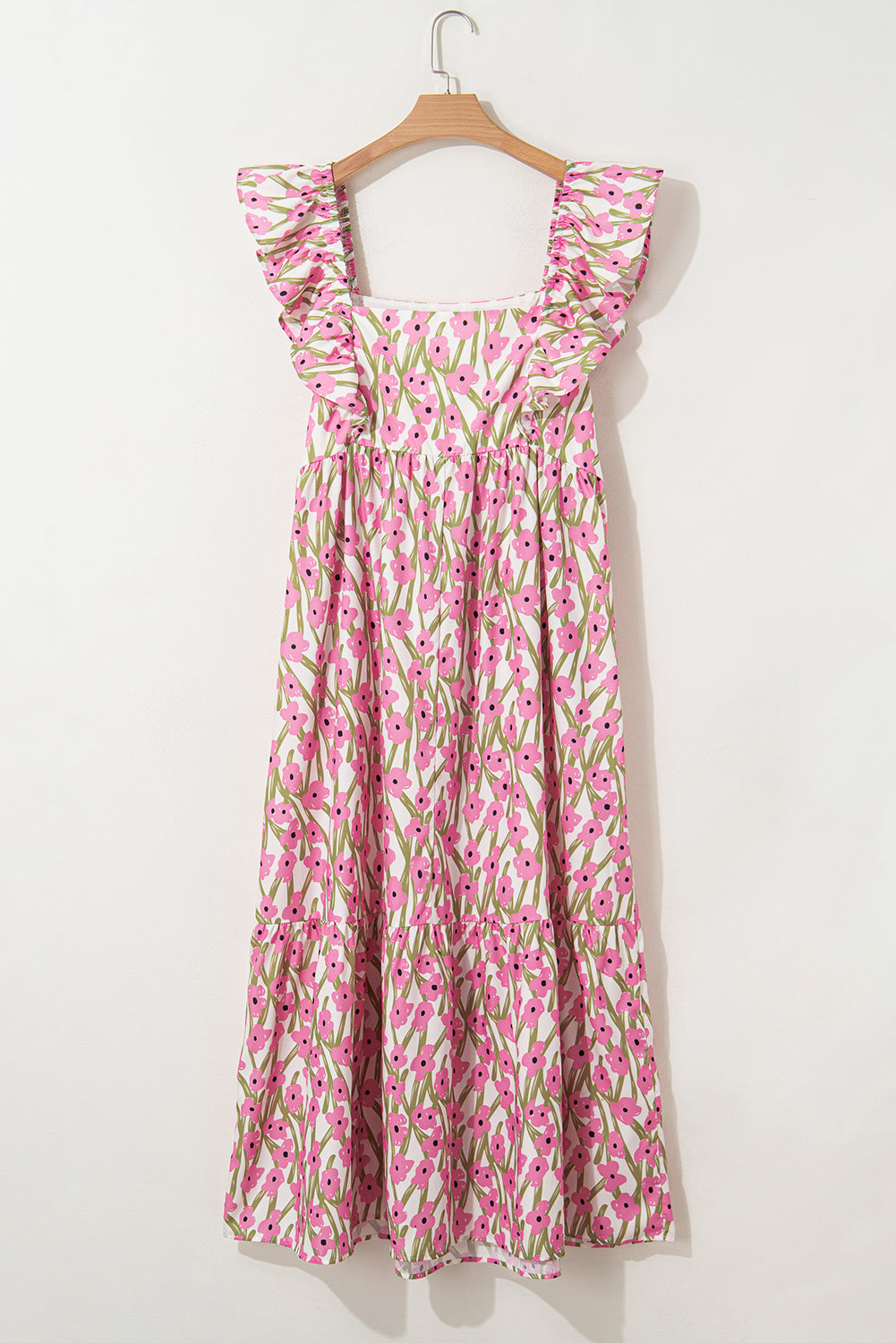Pink High Waist Floral Maxi Dress