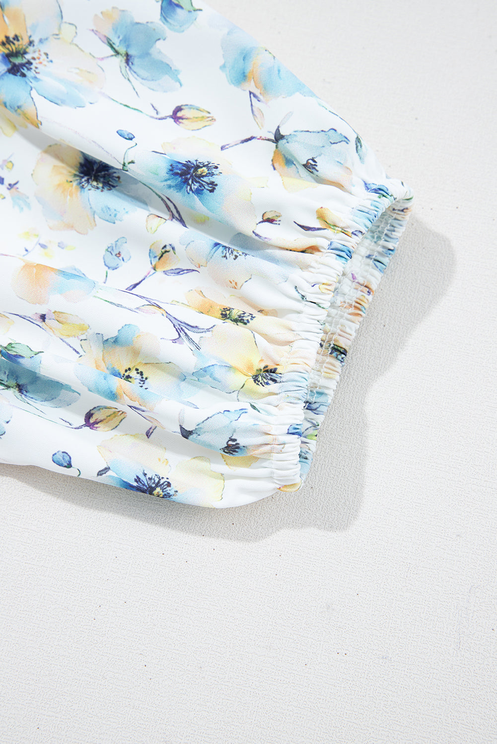 Sky Blue Stripe 3/4 Floral Puff Top