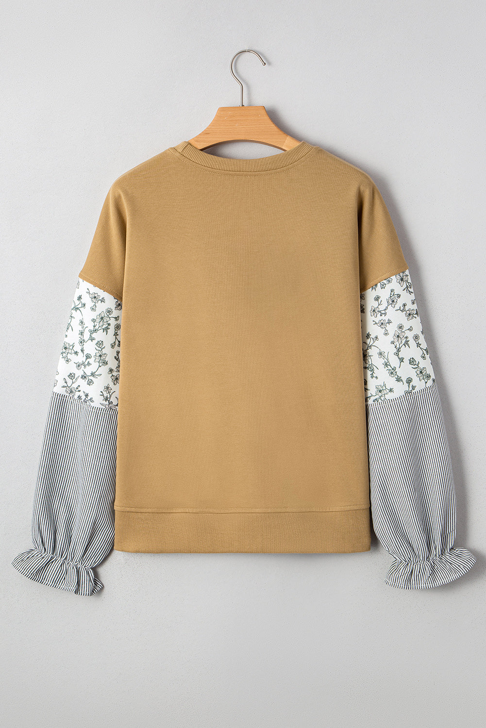 Camel Floral Crew Neck Sweatshirt