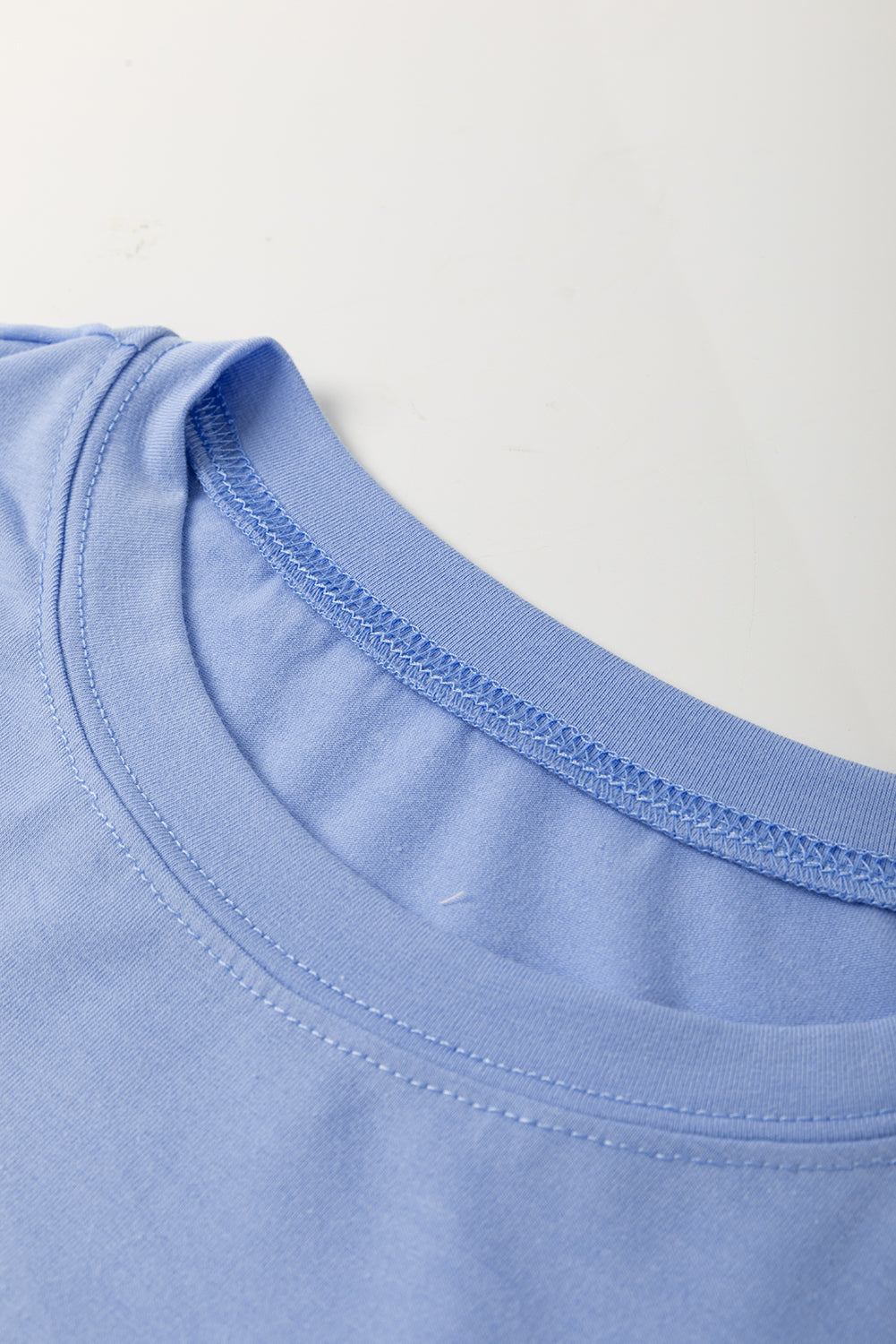 Sky Blue Flower Crew Neck Tee