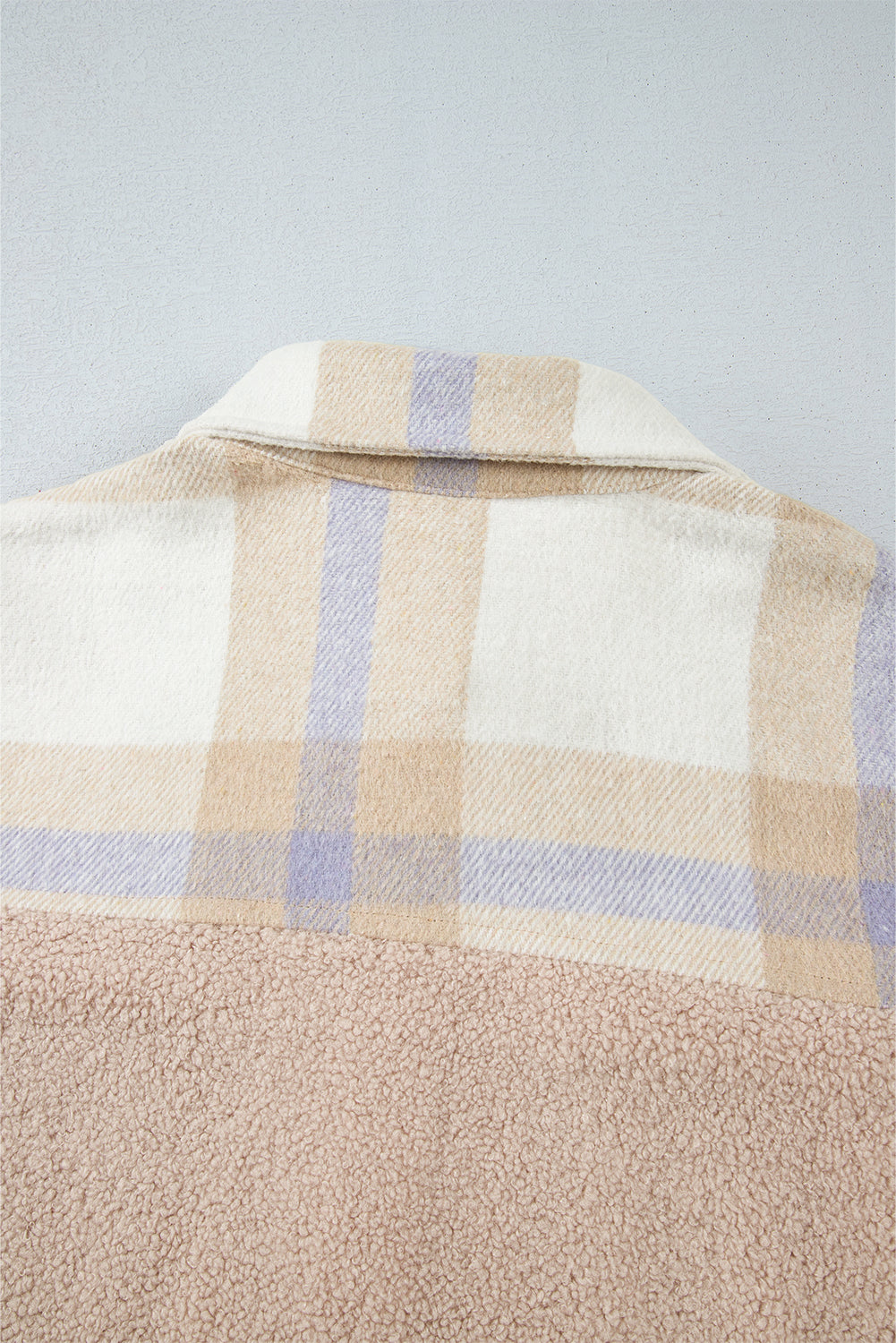 Smoke Gray Plaid Sherpa Long Coat