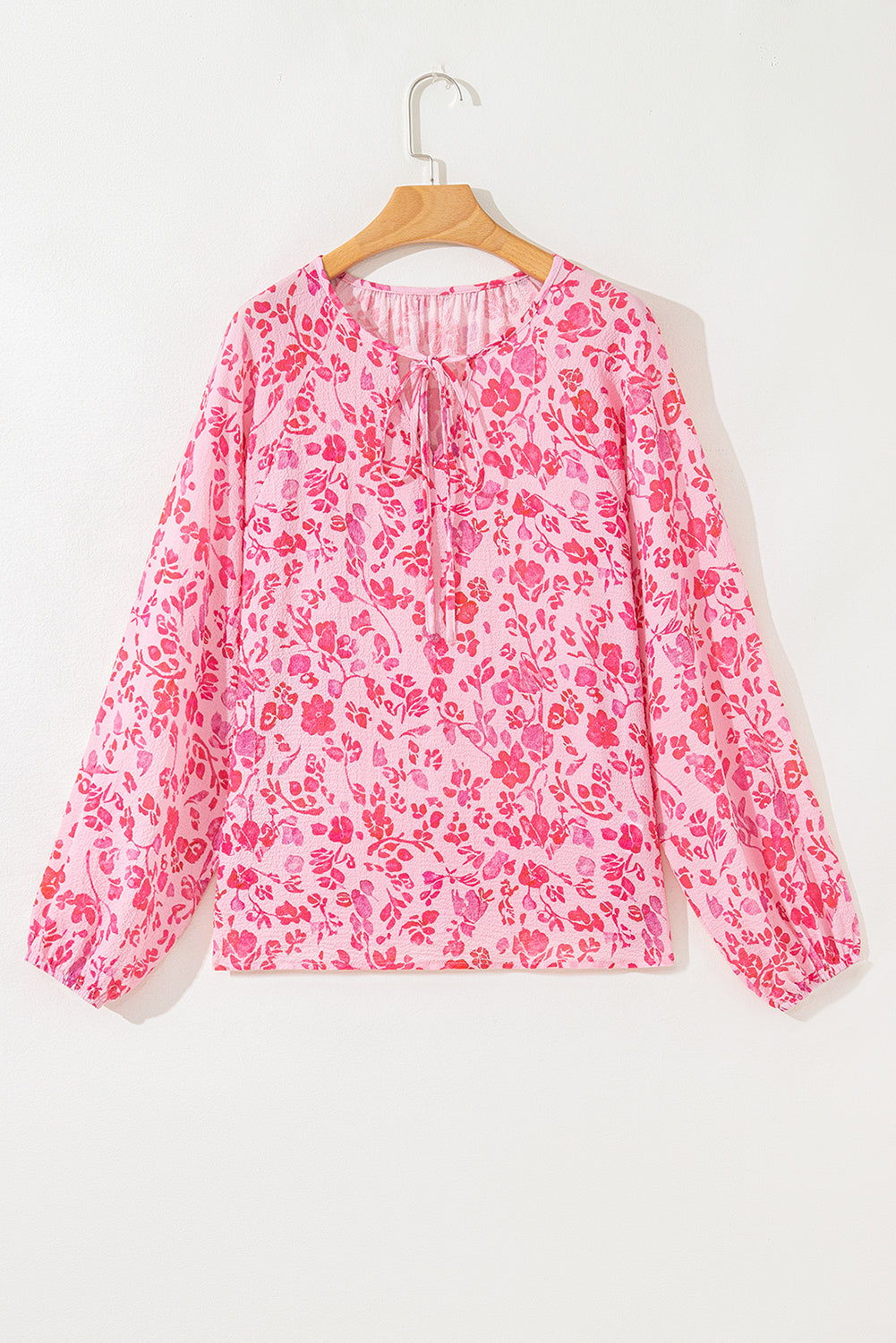 Pink Floral Puff Sleeve Blouse
