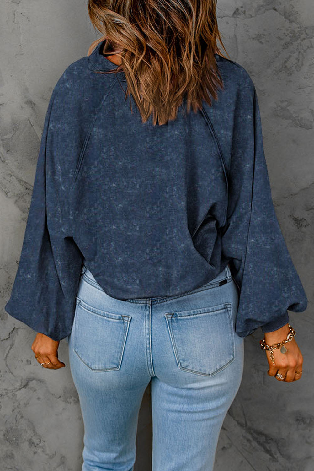Blue Washed Pullover Sweatshirt