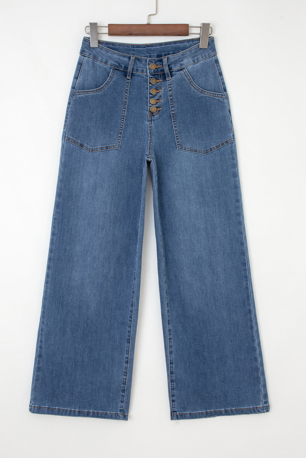 Blue High Waist Wide Leg Jeans