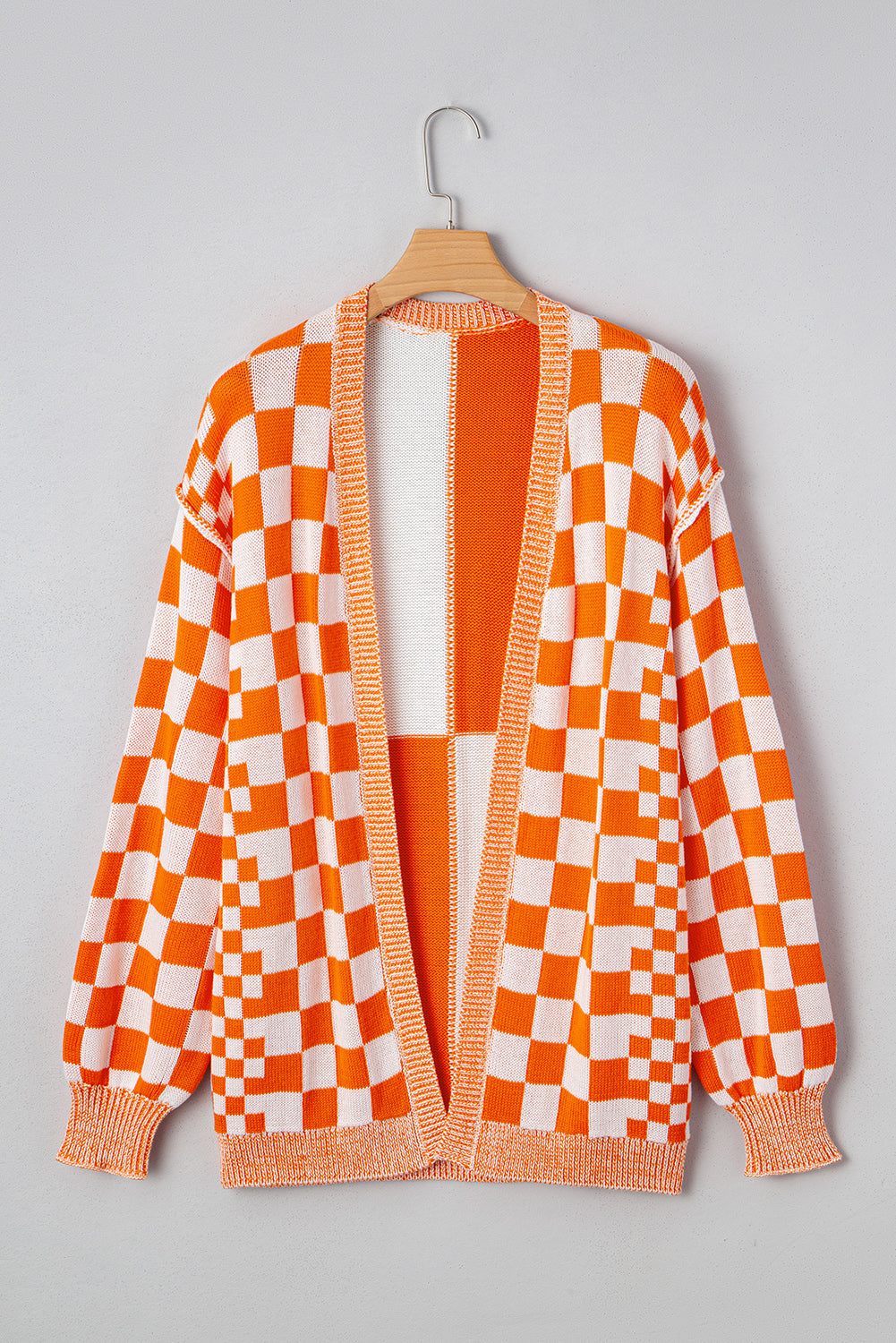 Orange Checkered Cardigan