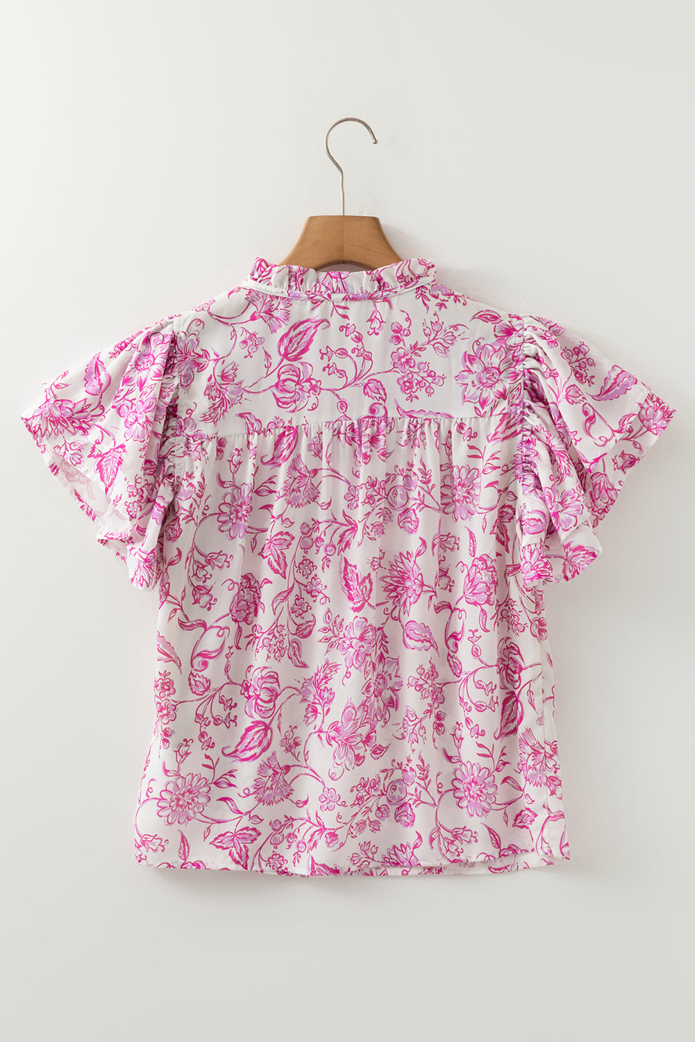 Pink Floral Ruffle Blouse