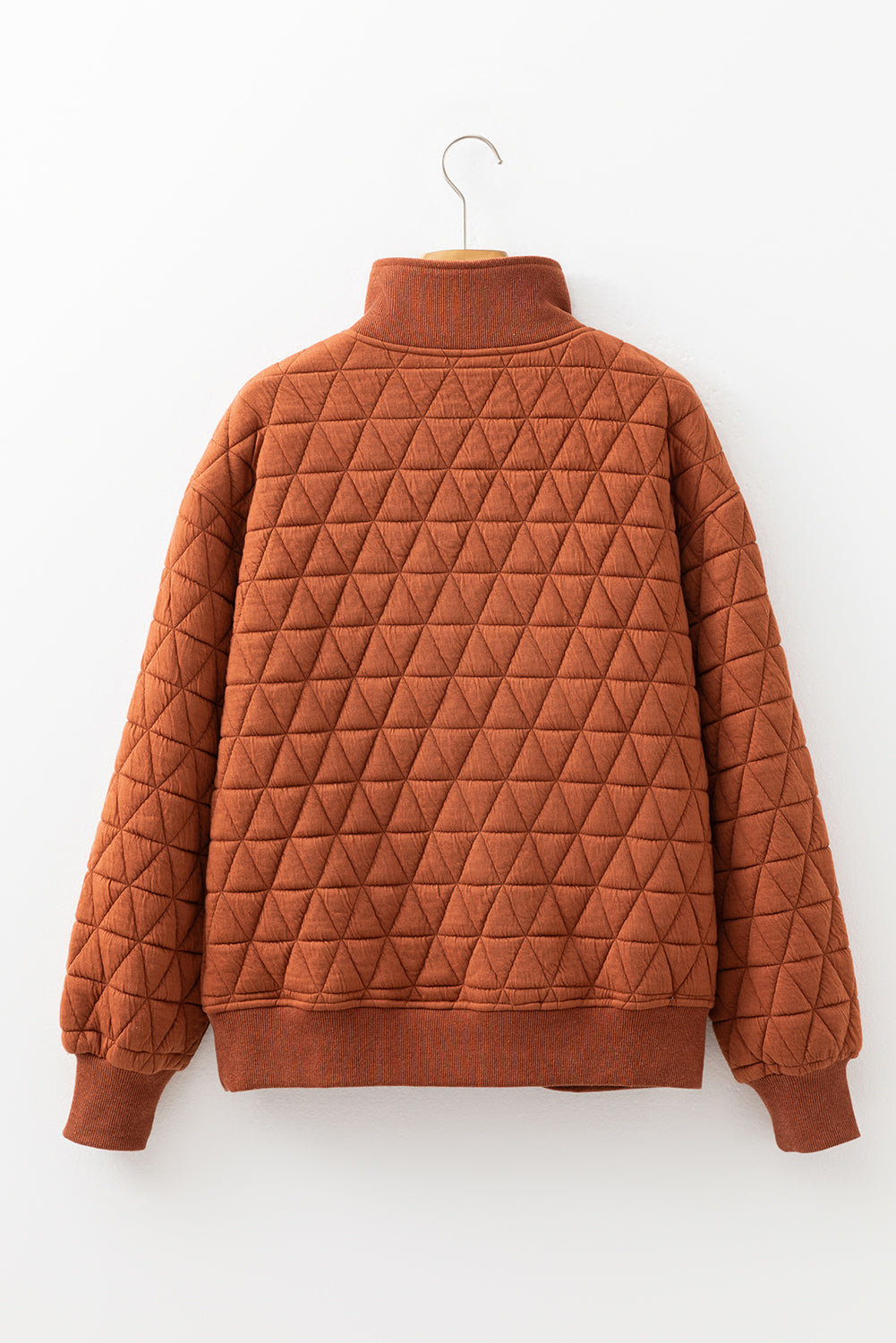 Quilted Half Zipped Loose Sweatshirt