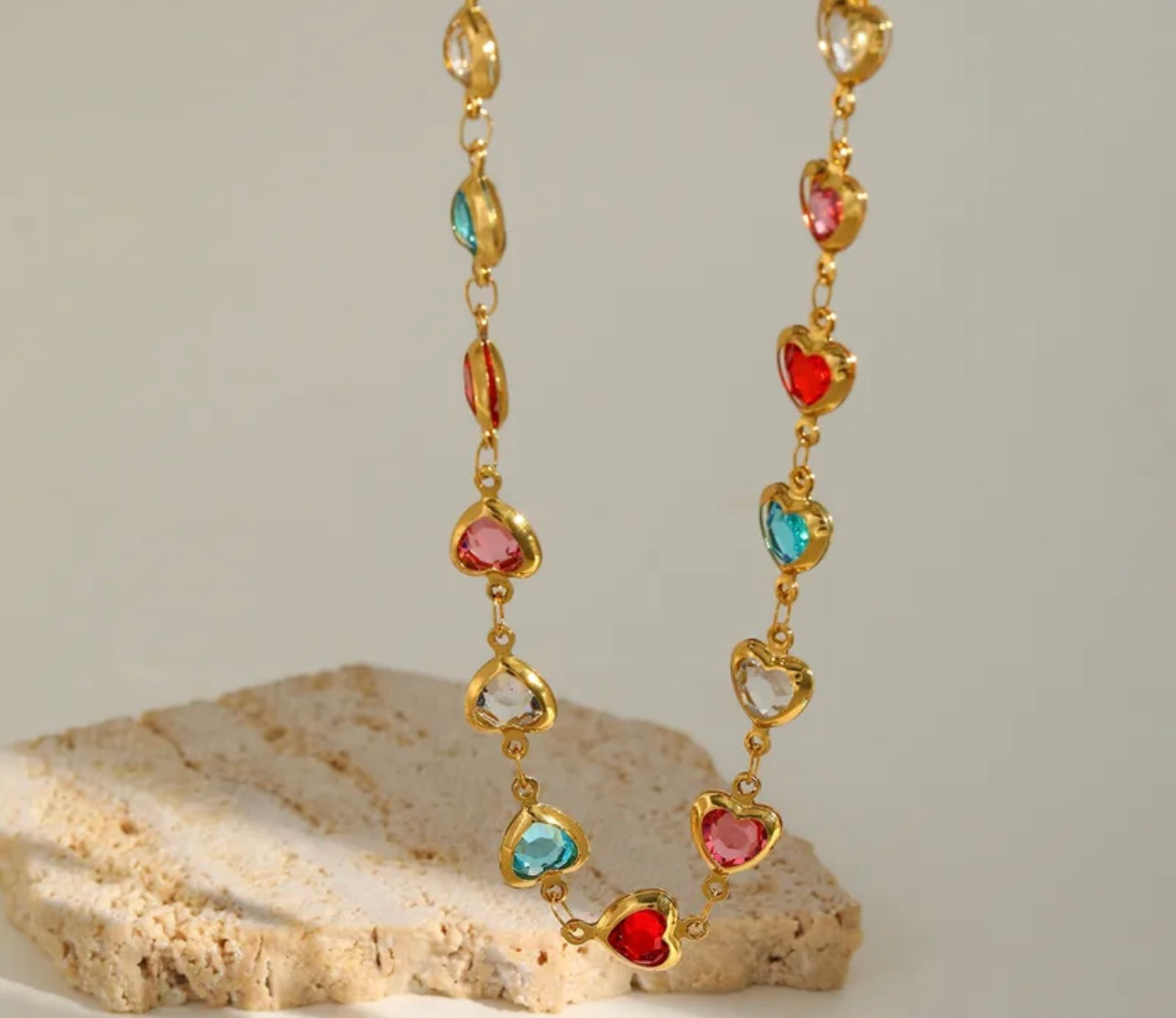 Heart Gem Bracelet & Necklace Set