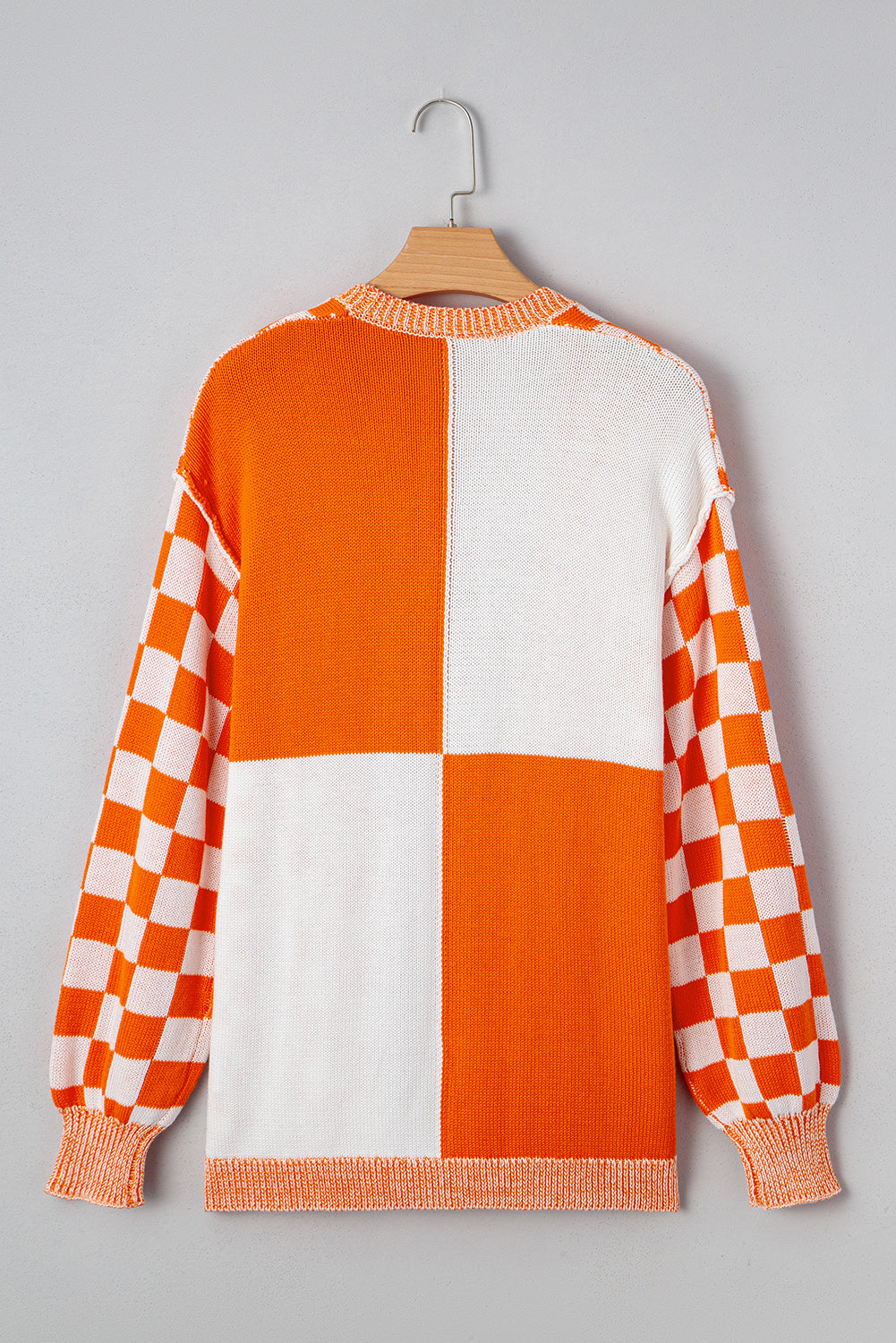 Orange Checkered Cardigan