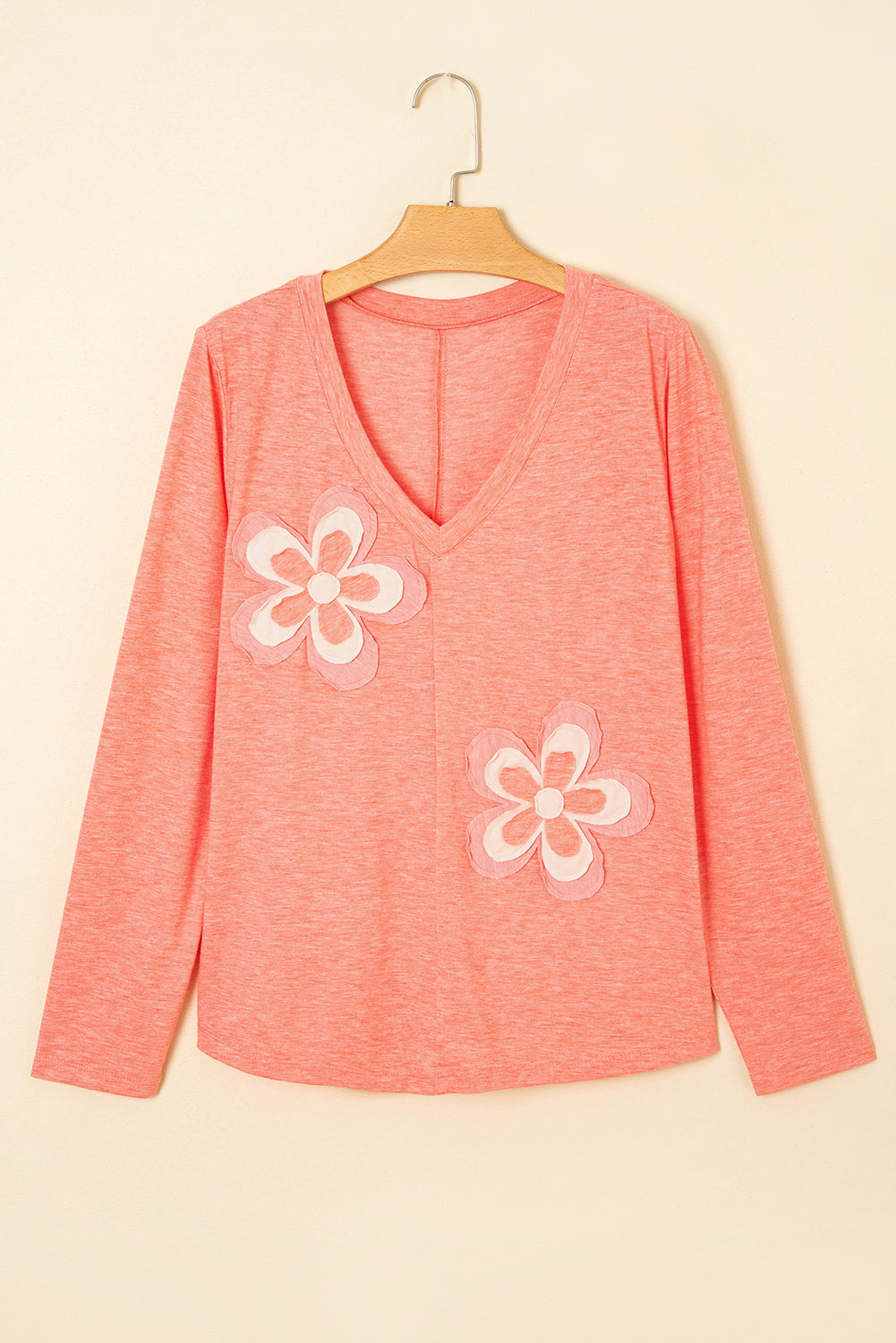 Salmon Floral Patchwork T Shirt