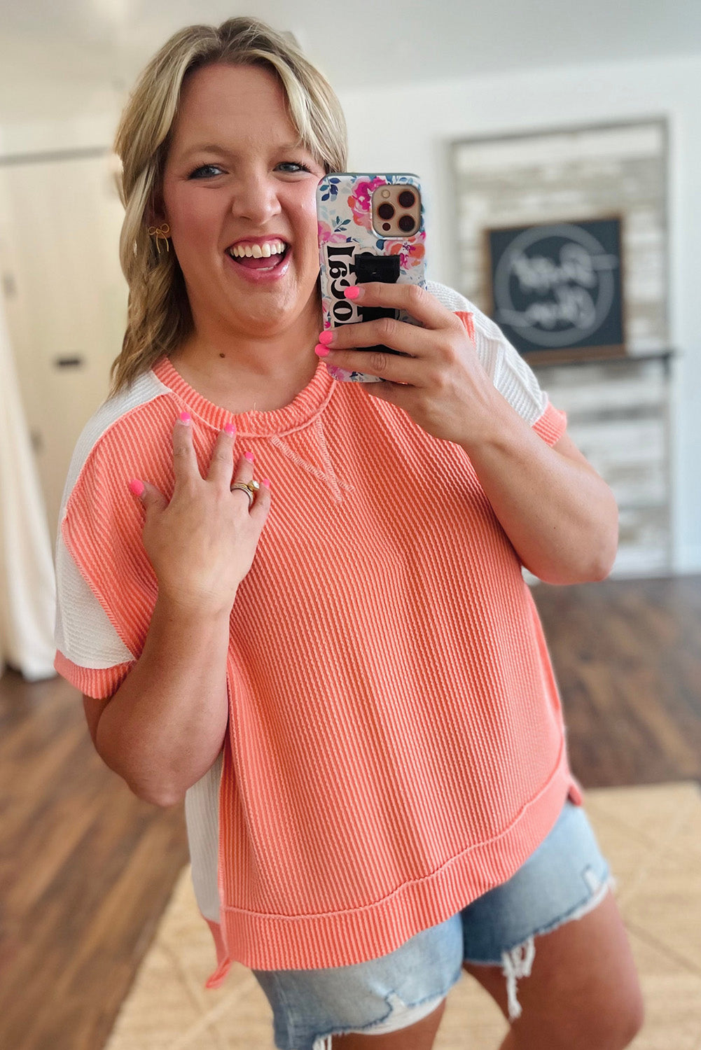 Orange Twist Colorblock Top