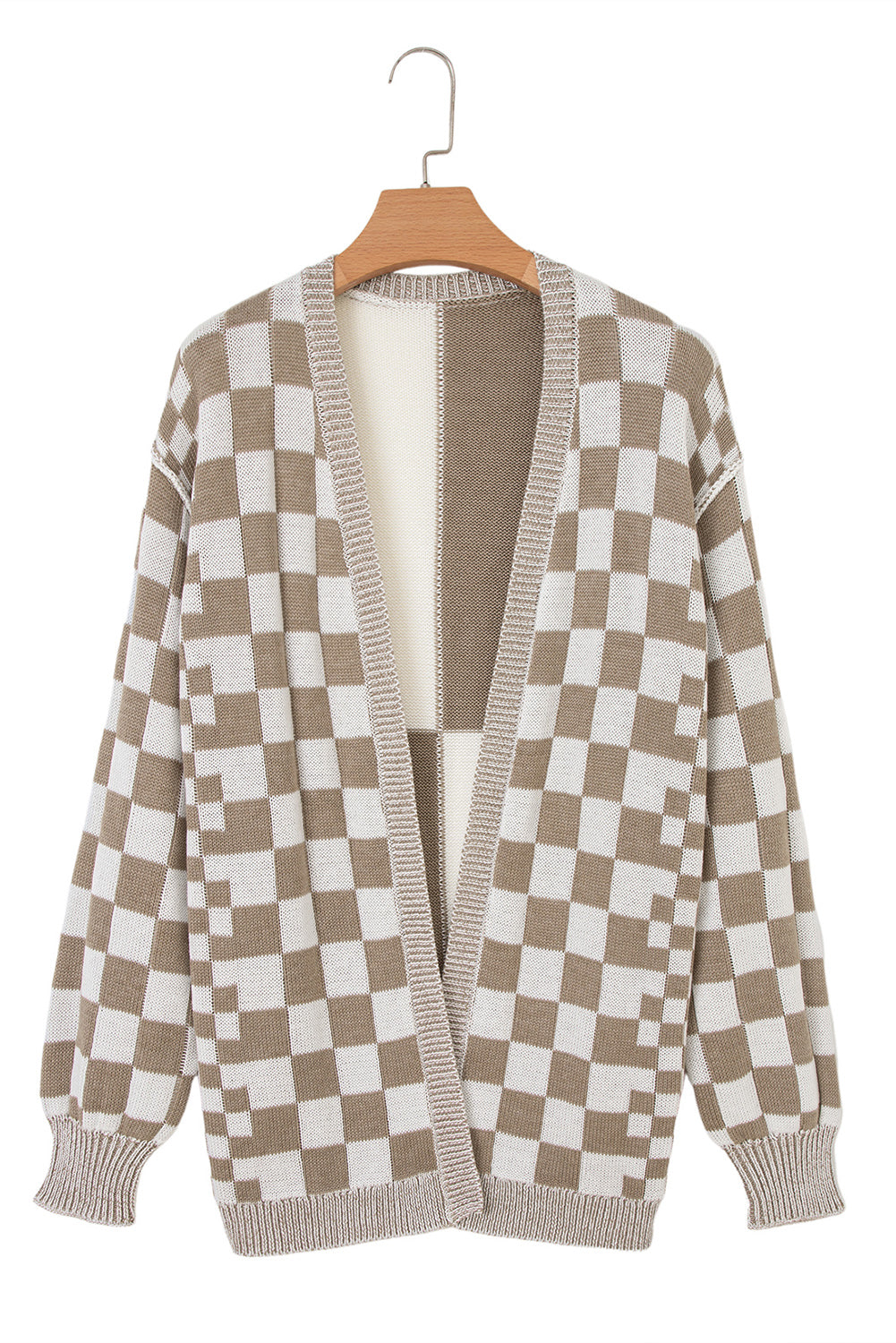 Brown Checkered Cardigan