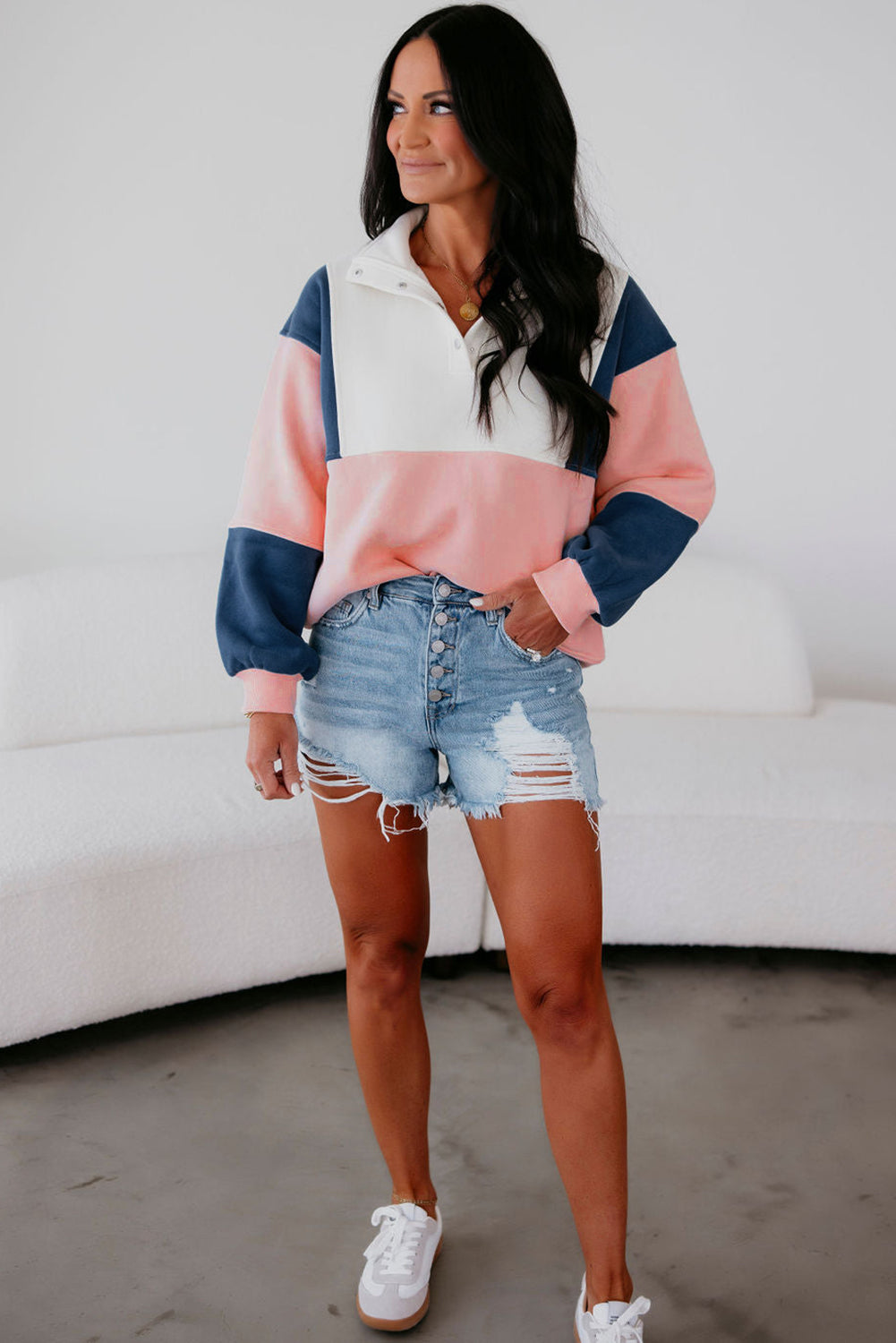 Pink Colorblock Sweatshirt