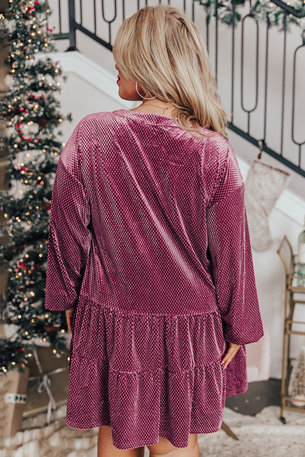 Mauve Velvet Tiered Dress