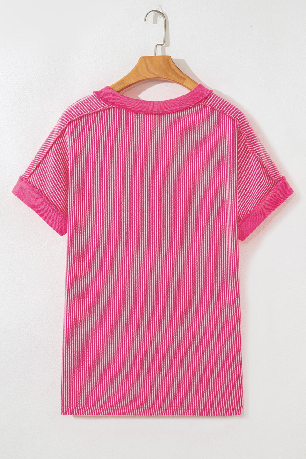 Rose Red Twisted Ribbed Tee