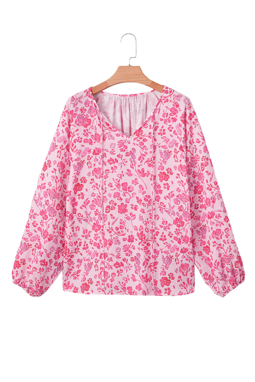 Pink Floral Puff Sleeve Blouse