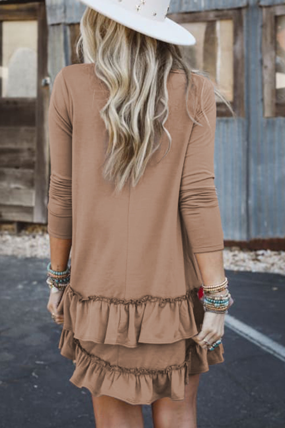 Scoop Neck Tiered Ruffled Mini Dress