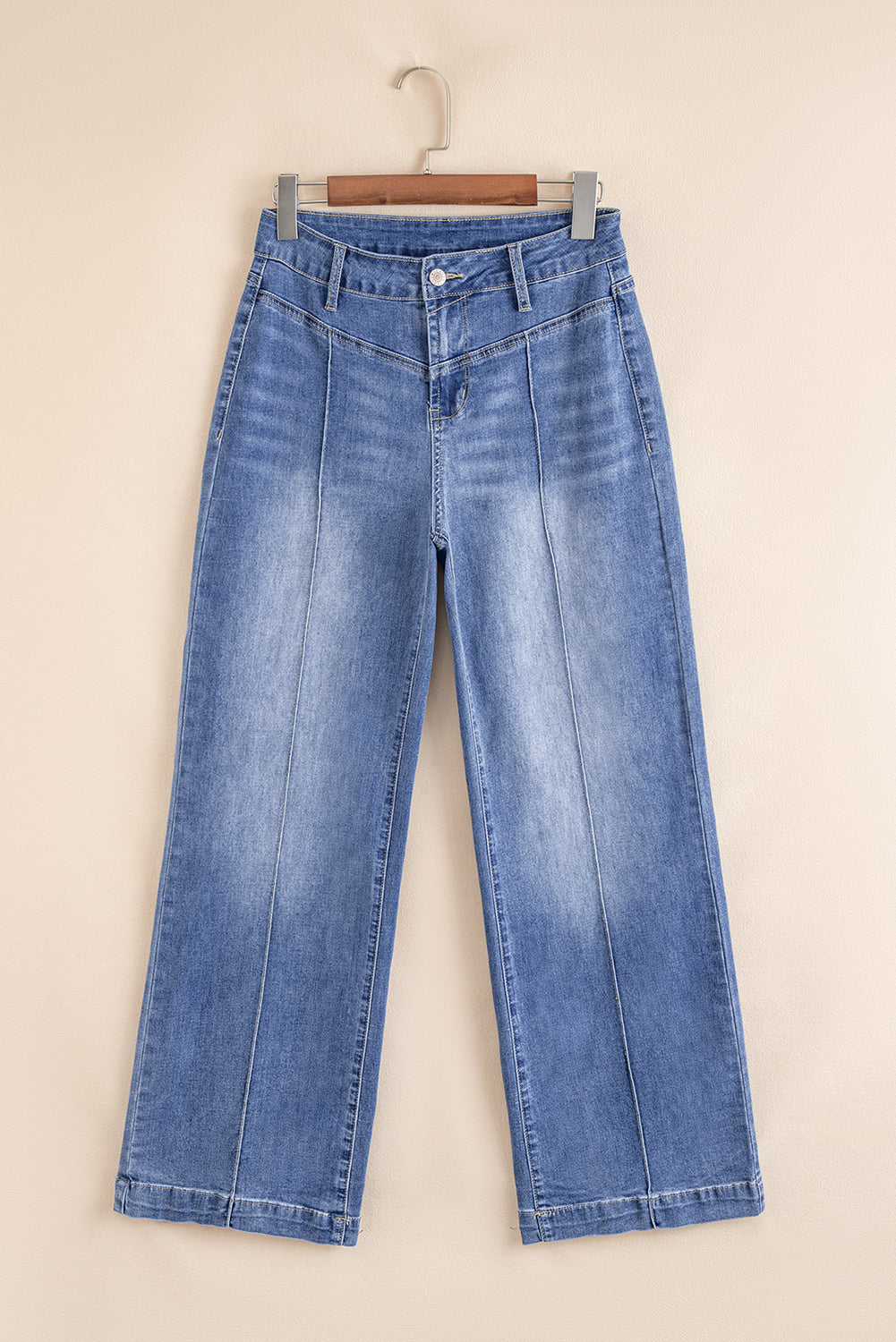 Blue Tailored Straight High Rise Jeans