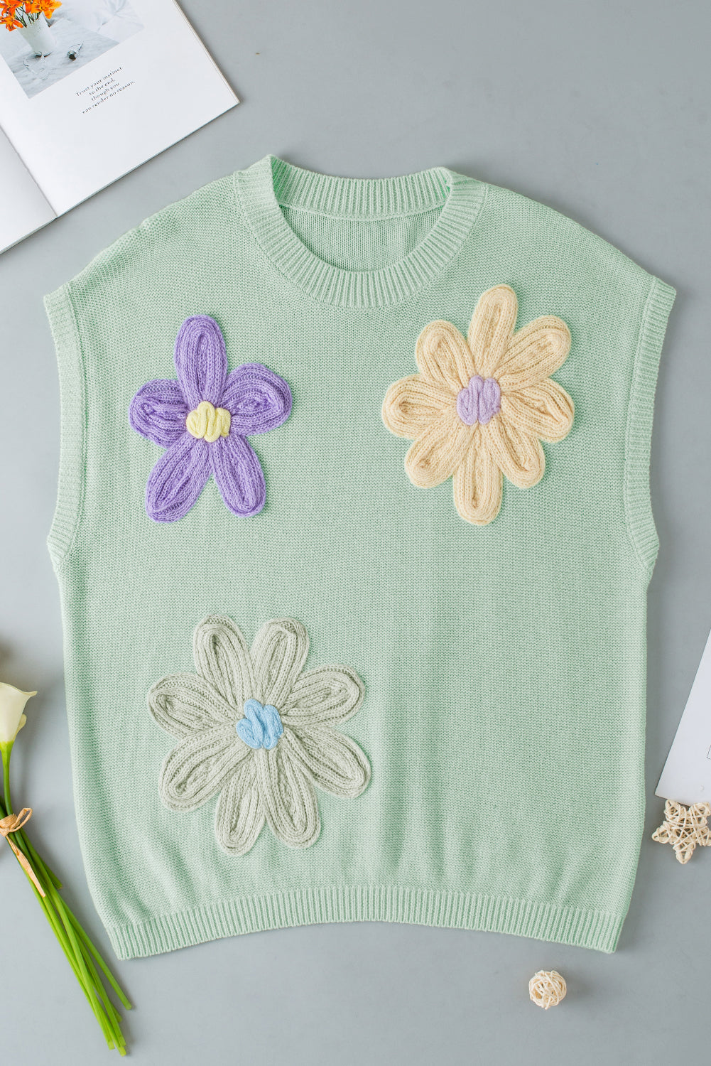 Jade Multi Crochet Flower Top