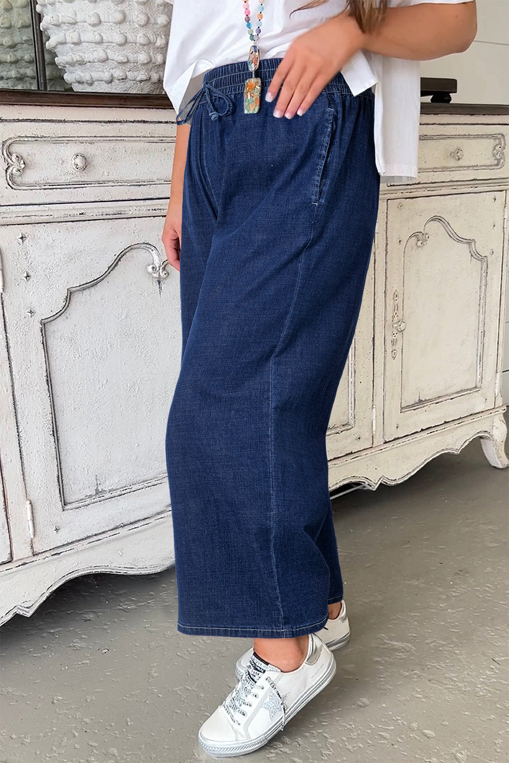 Real Teal High Waist Wide Leg Jeans