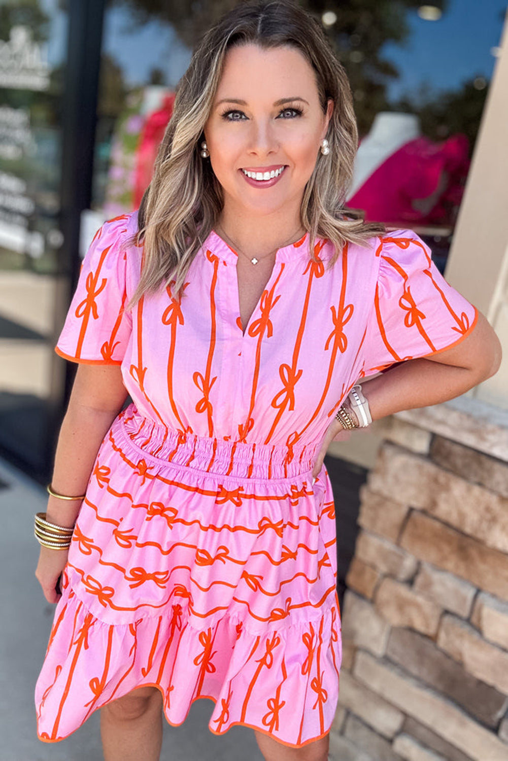 Rose Bow Ruffled Dress