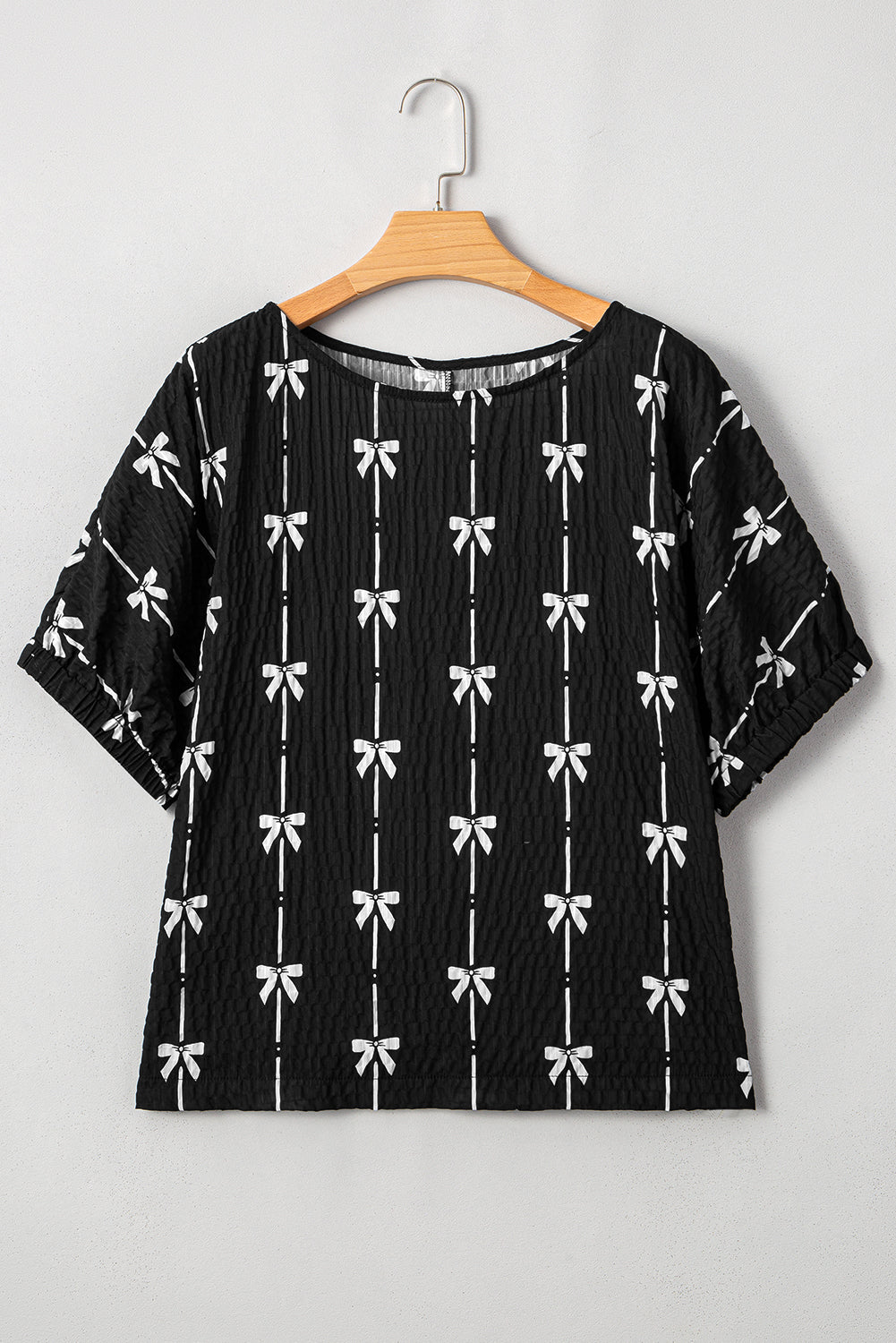 Black Bow Print Top