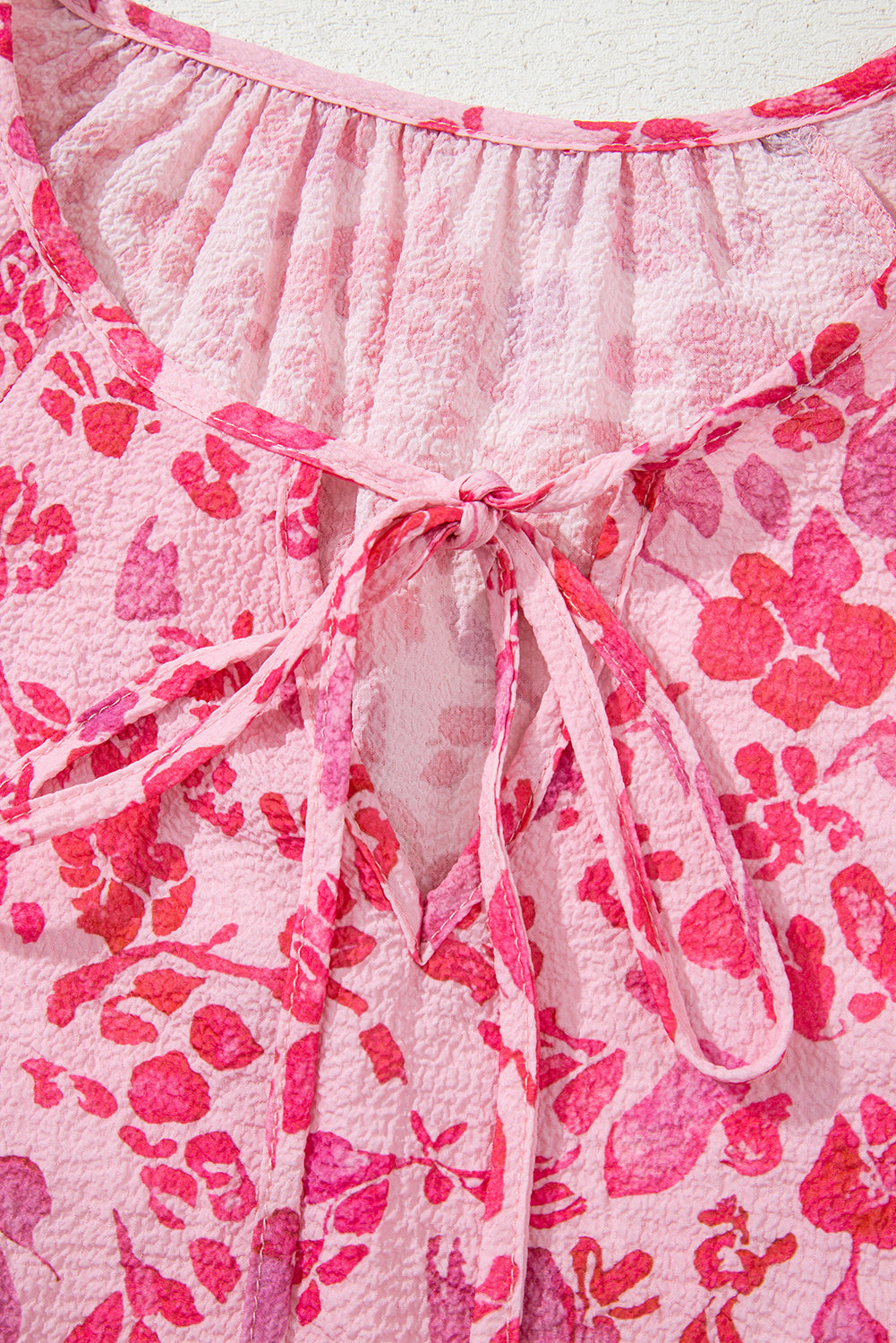 Pink Floral Puff Sleeve Blouse