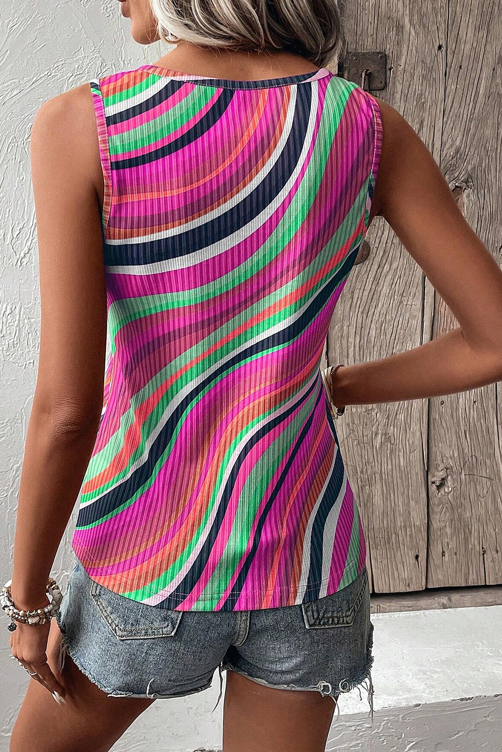 Purple Wavy Striped Top