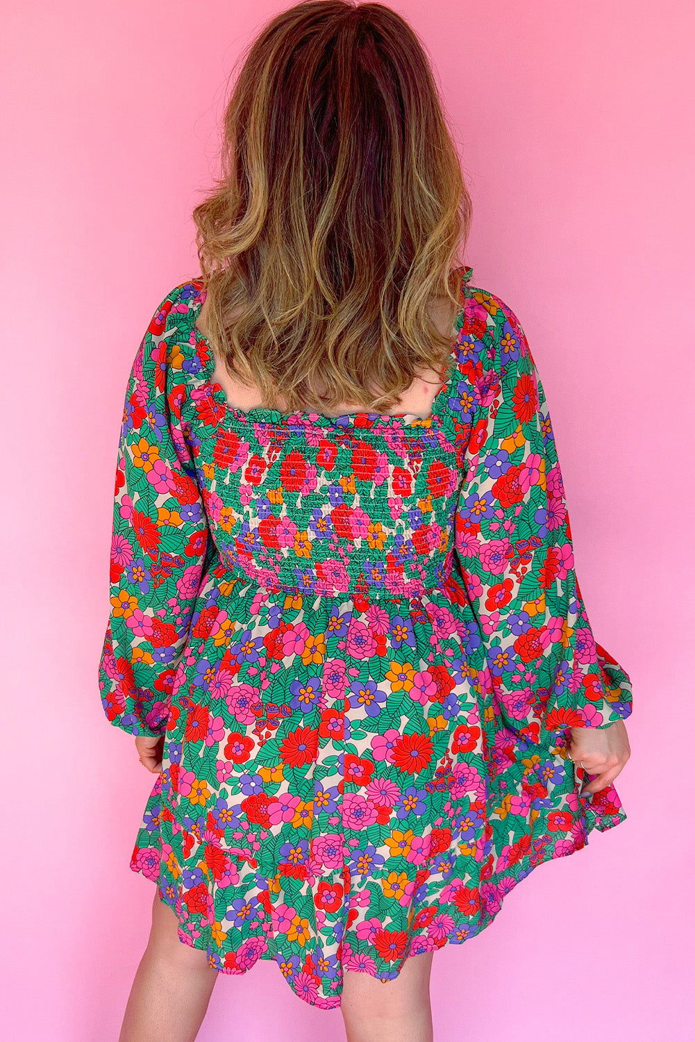 White Floral Long Sleeve Dress