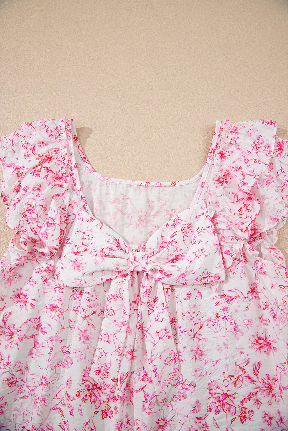 Pink Floral Ruffled Blouse