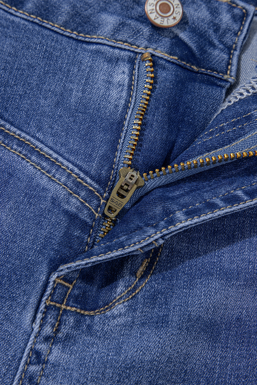 Blue Tailored Straight High Rise Jeans