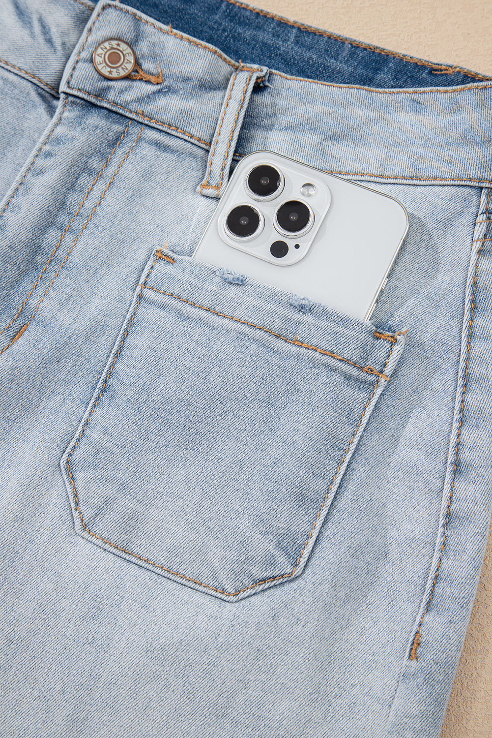 Blue Light Wash High Rise Denim Shorts