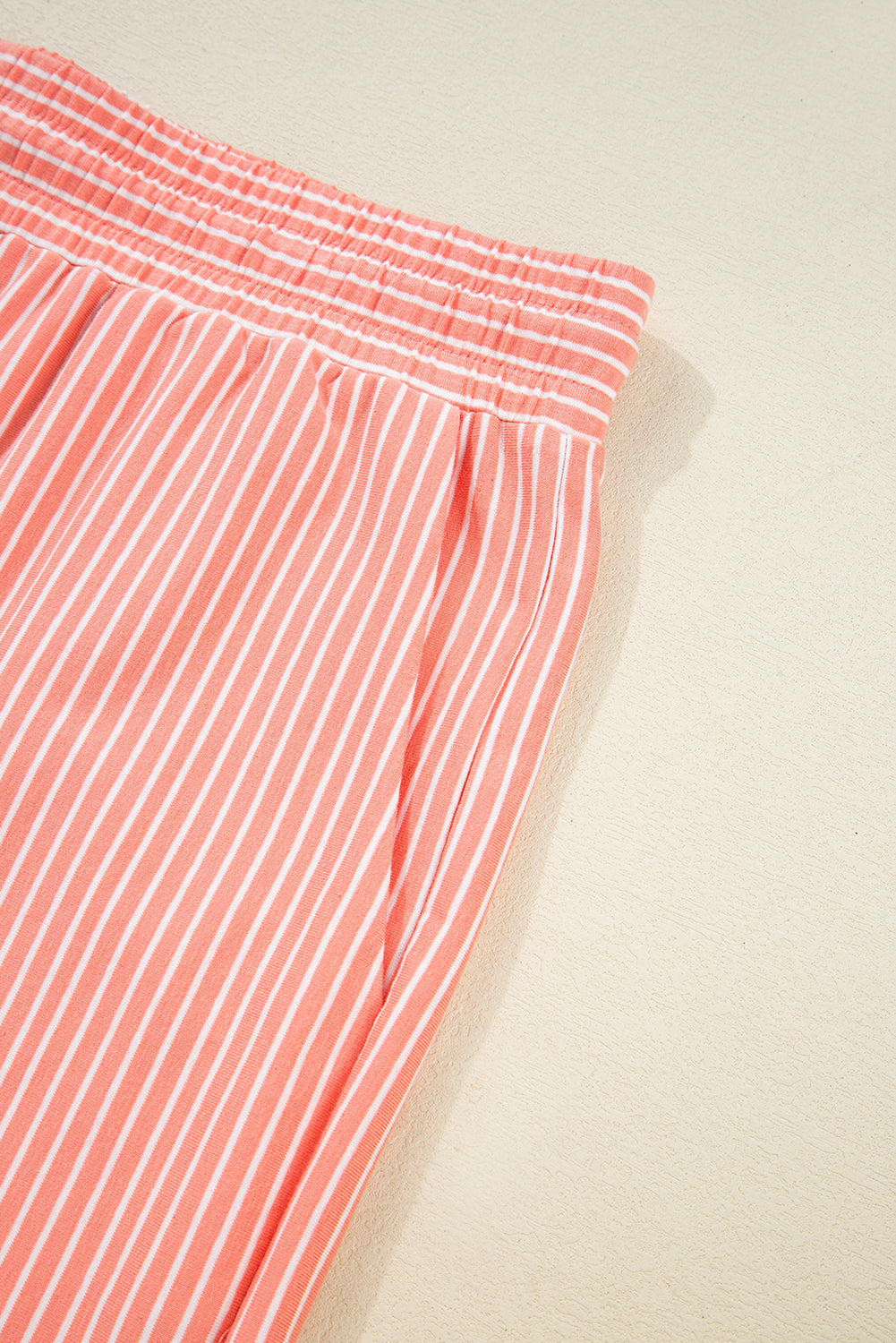 Orange Stripe Loose Polo & Shorts Set