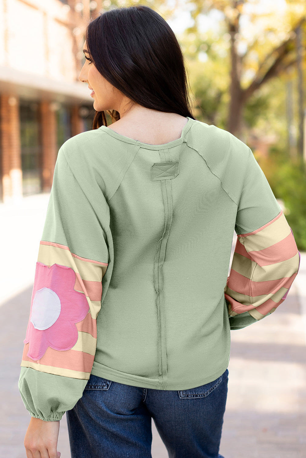 Smoke Green Flower Oversized Top